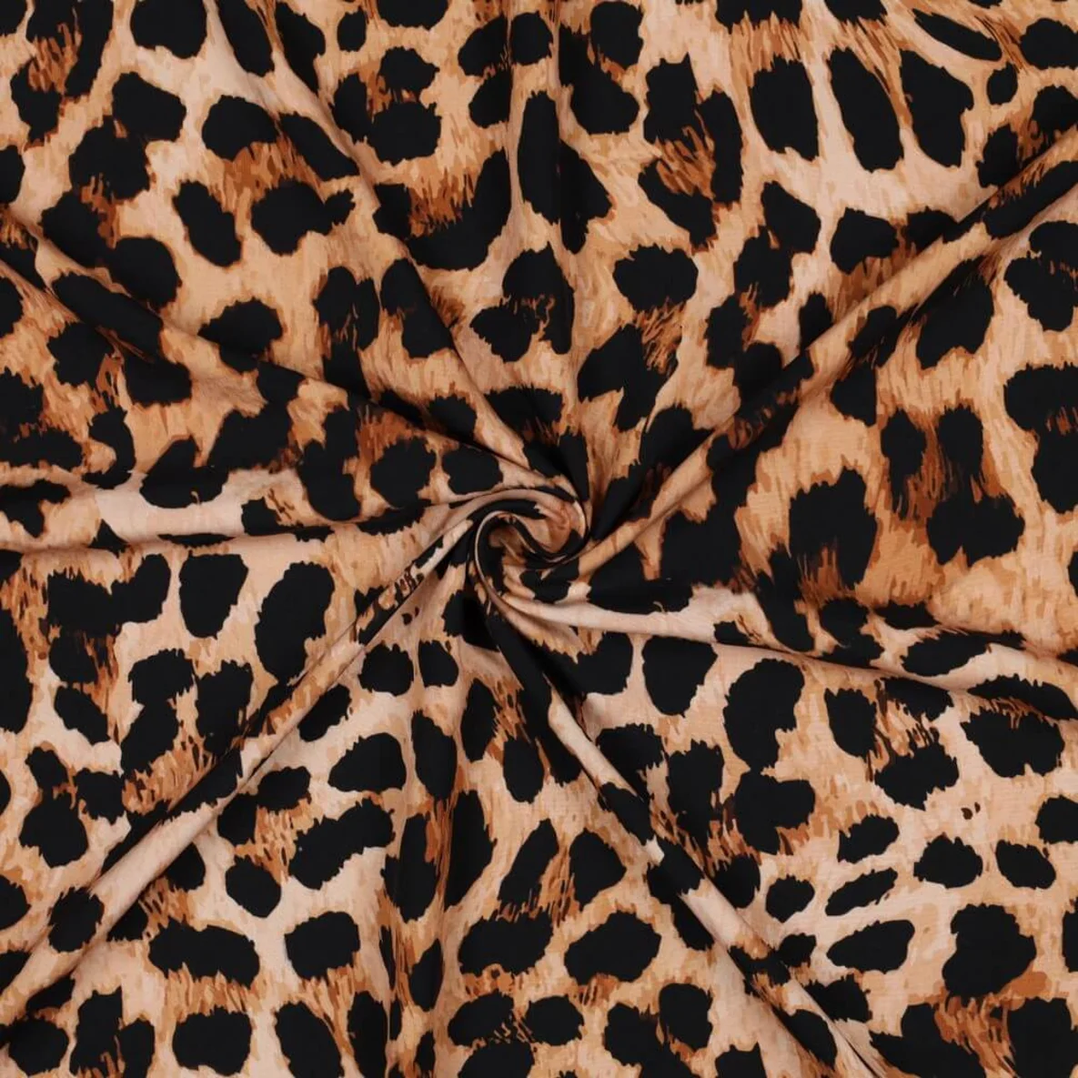  Viskose Satin Digitaldruck Leo Braun Schwarz