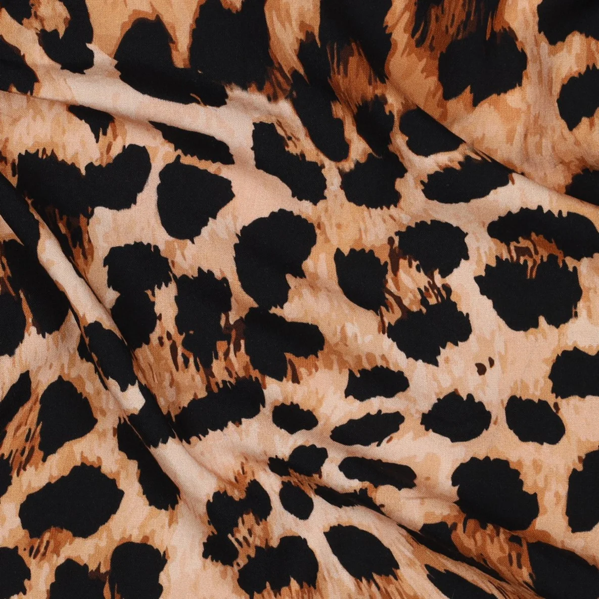  Viskose Satin Digitaldruck Leo Braun Schwarz