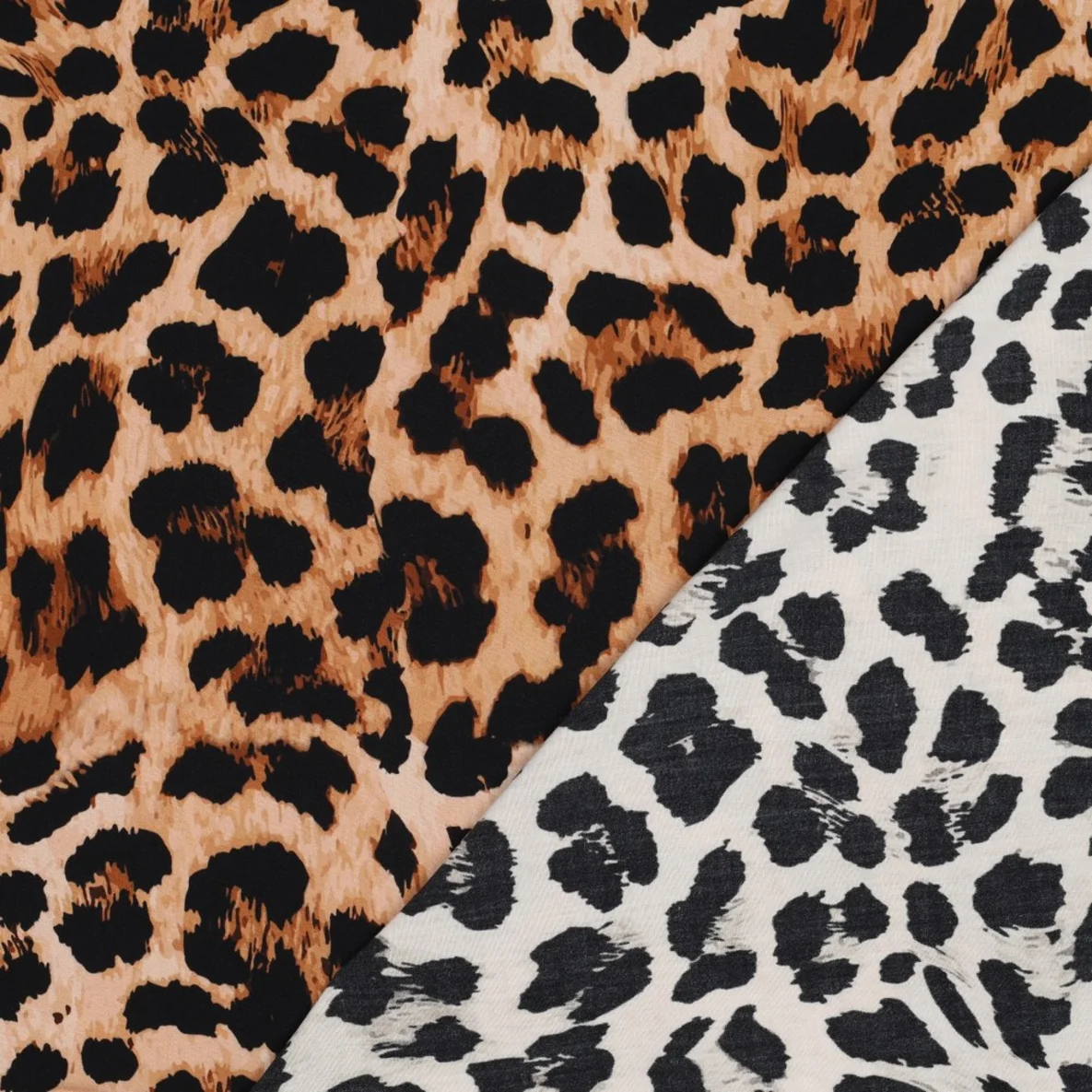  Viskose Satin Digitaldruck Leo Braun Schwarz