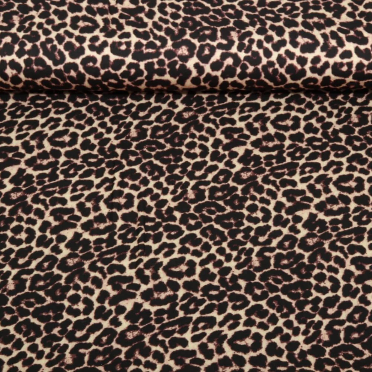  Viskose Satin Digitaldruck Leo Schwarz Beige