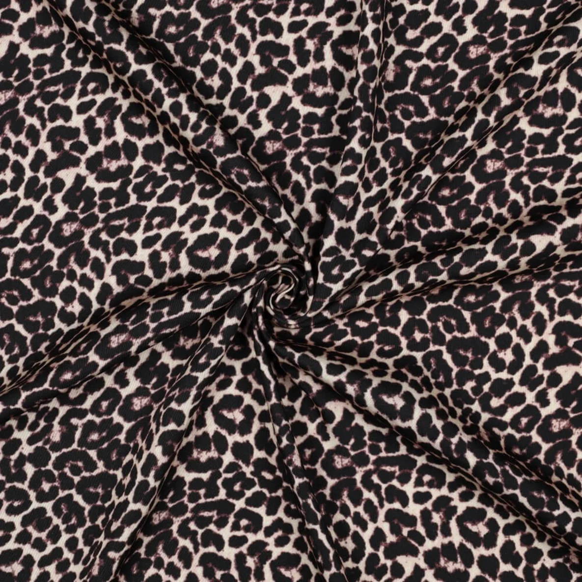  Viskose Satin Digitaldruck Leo Schwarz Beige