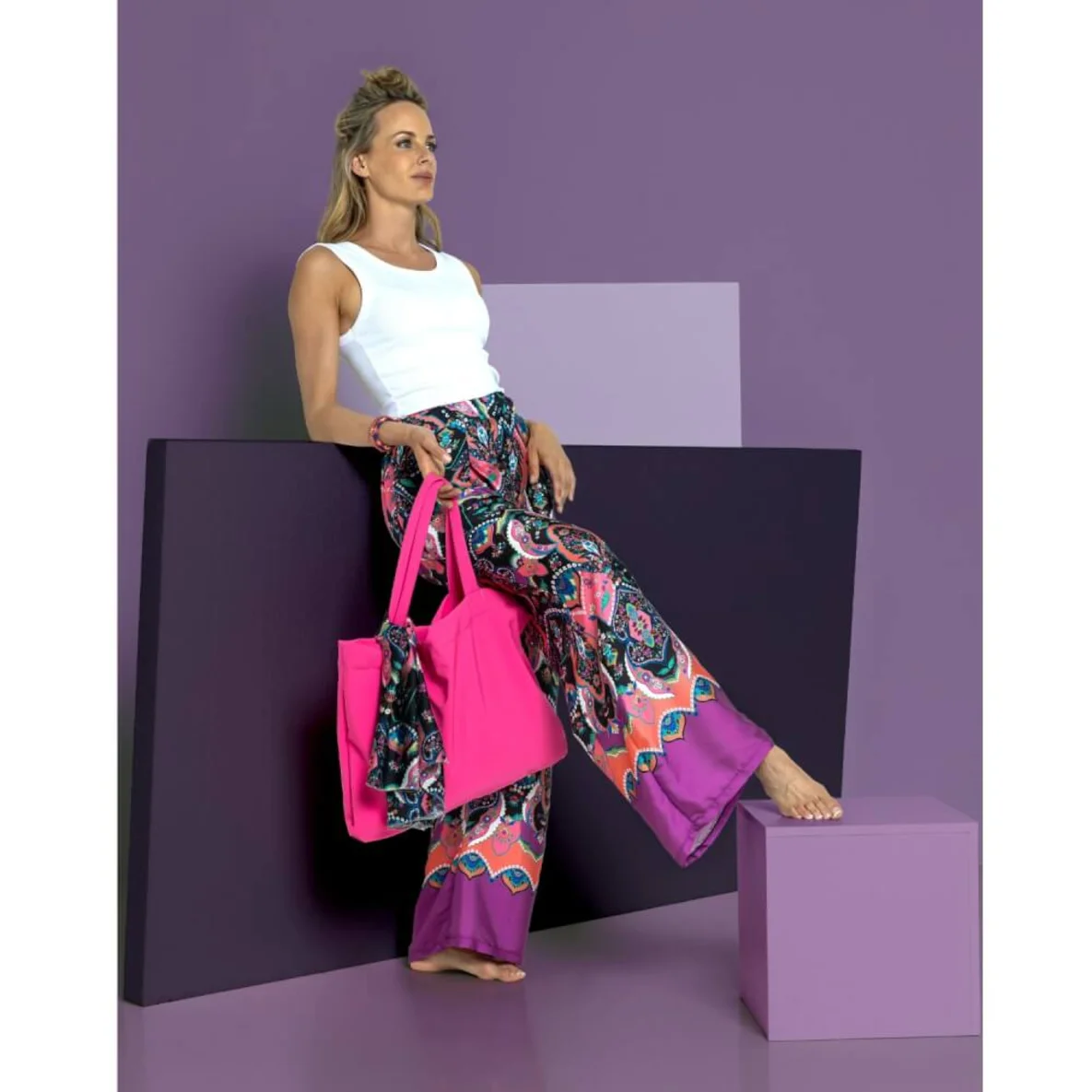  Viskose Satin Paisley Bordüre Einseitig Cyclam