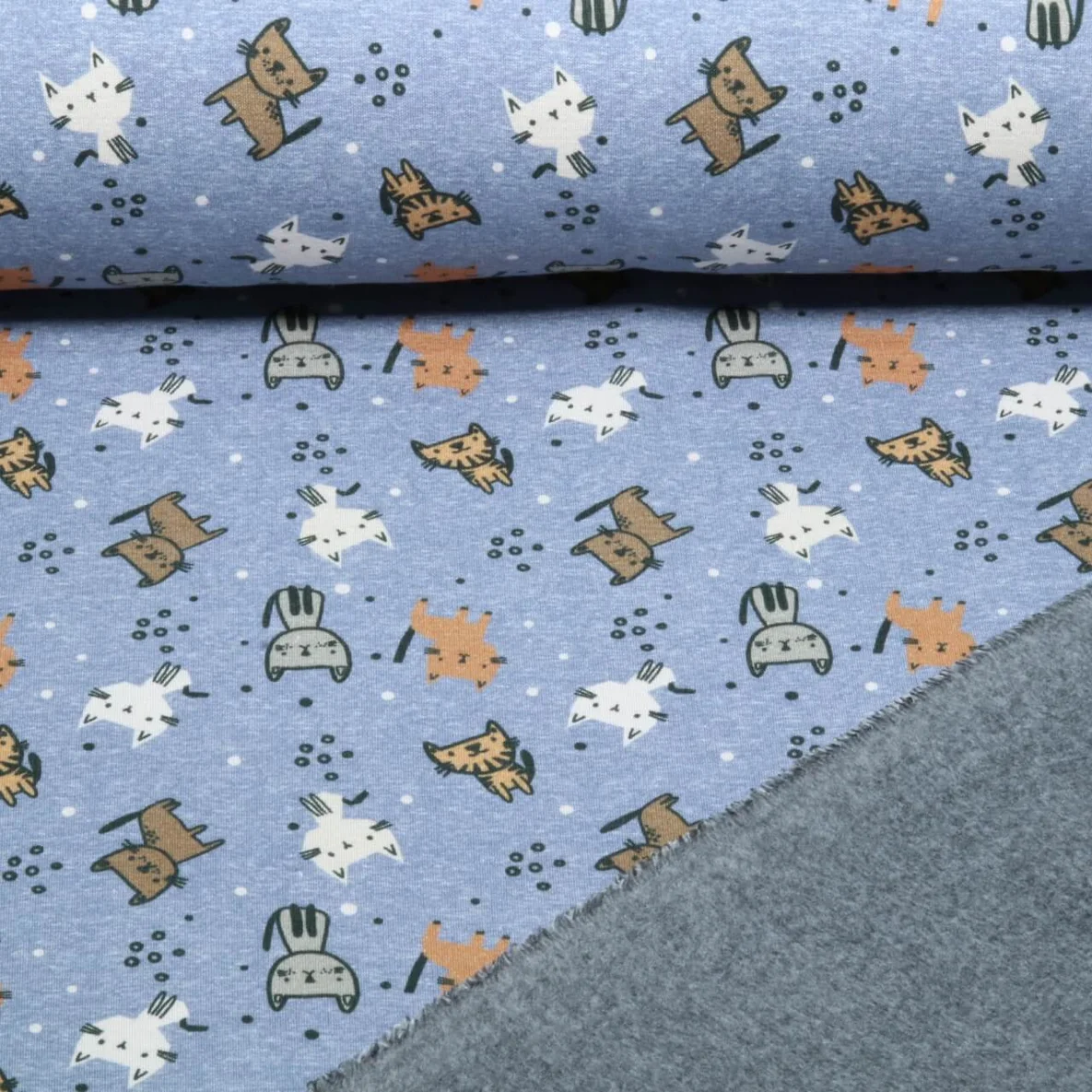 Alpenfleece Katzen Jeansblau