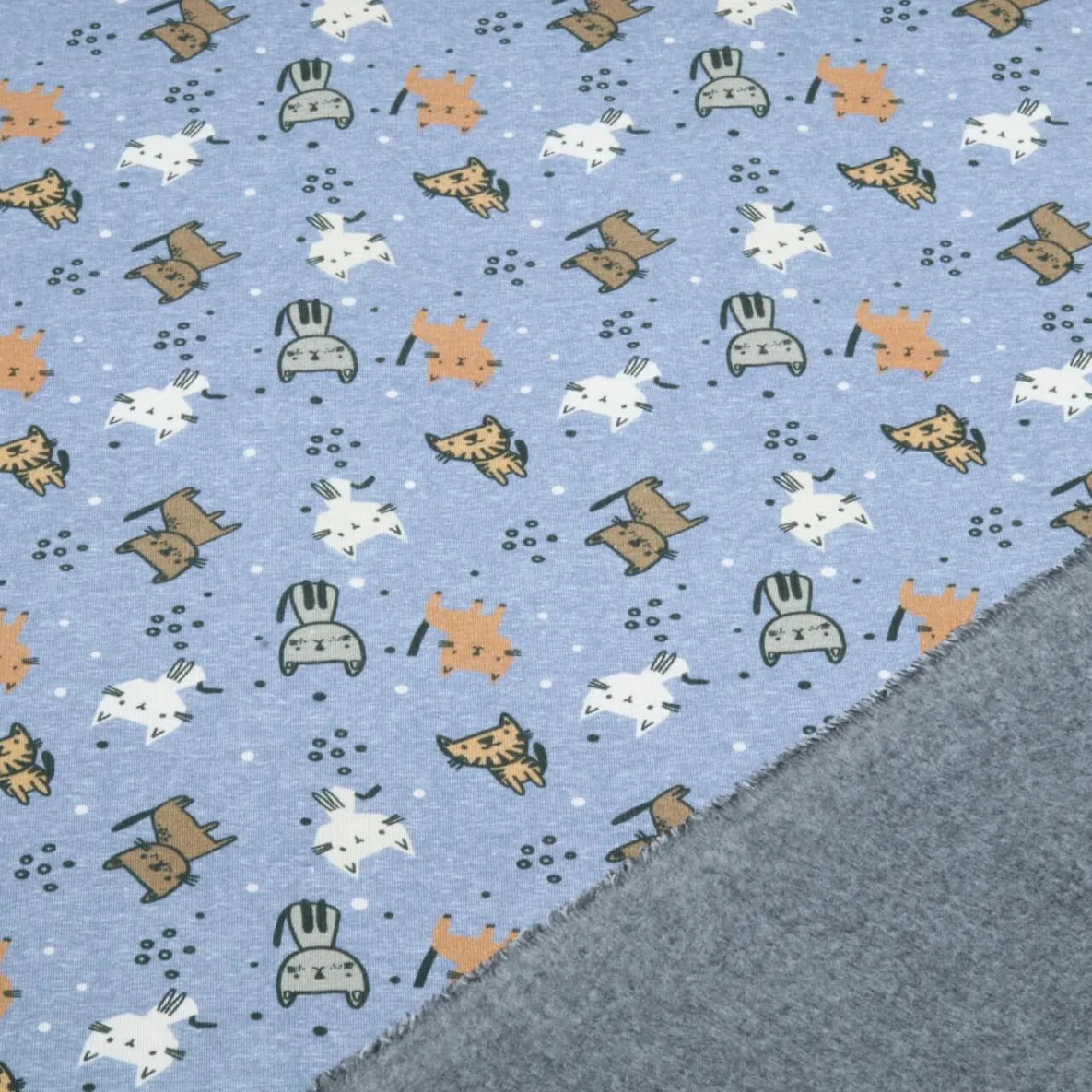 Alpenfleece Katzen Jeansblau