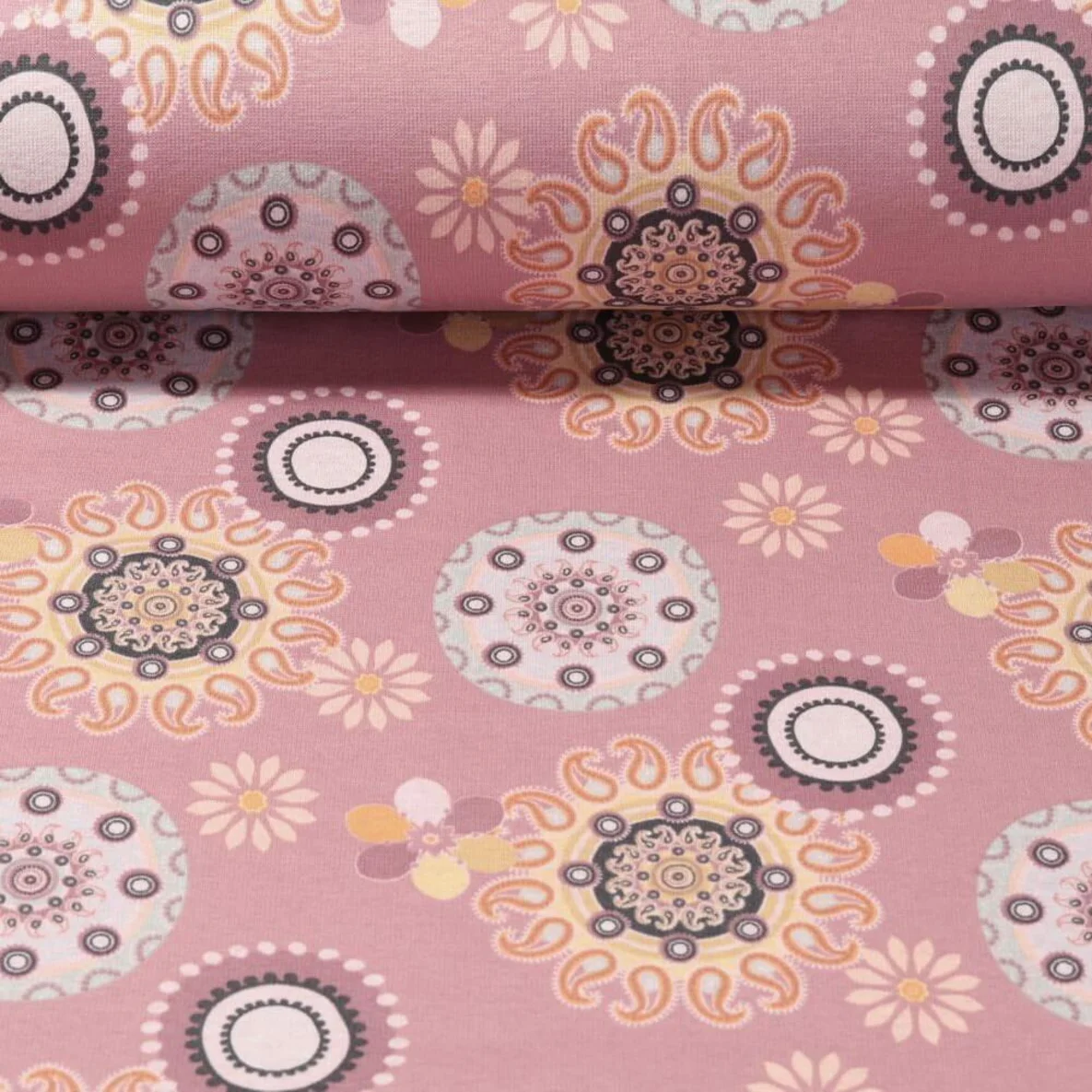 Alpenfleece Mandala Blumen Altrosa