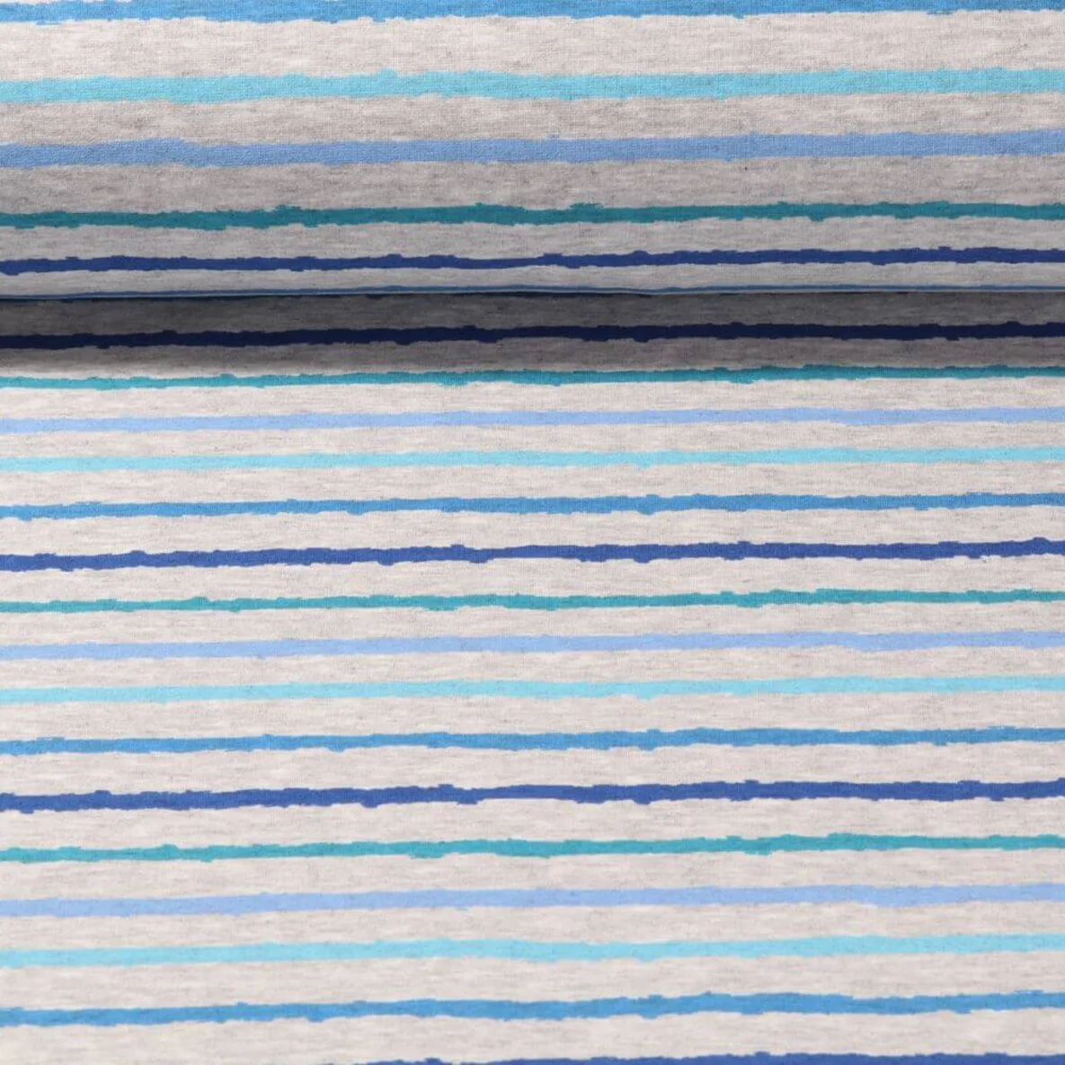 Alpenfleece Streifen Grau Blau