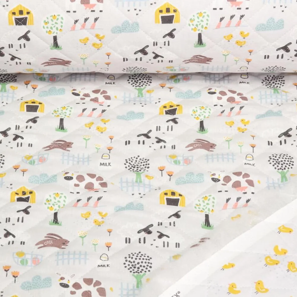 Babystepp Doubleface Bauernhof Grau