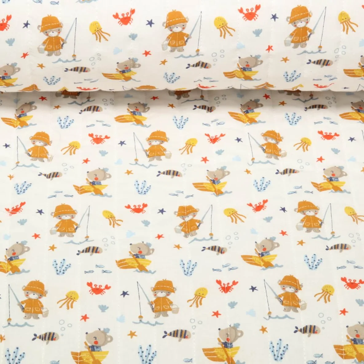 Babystepp Doubleface Kleiner Anglerbär Weiß