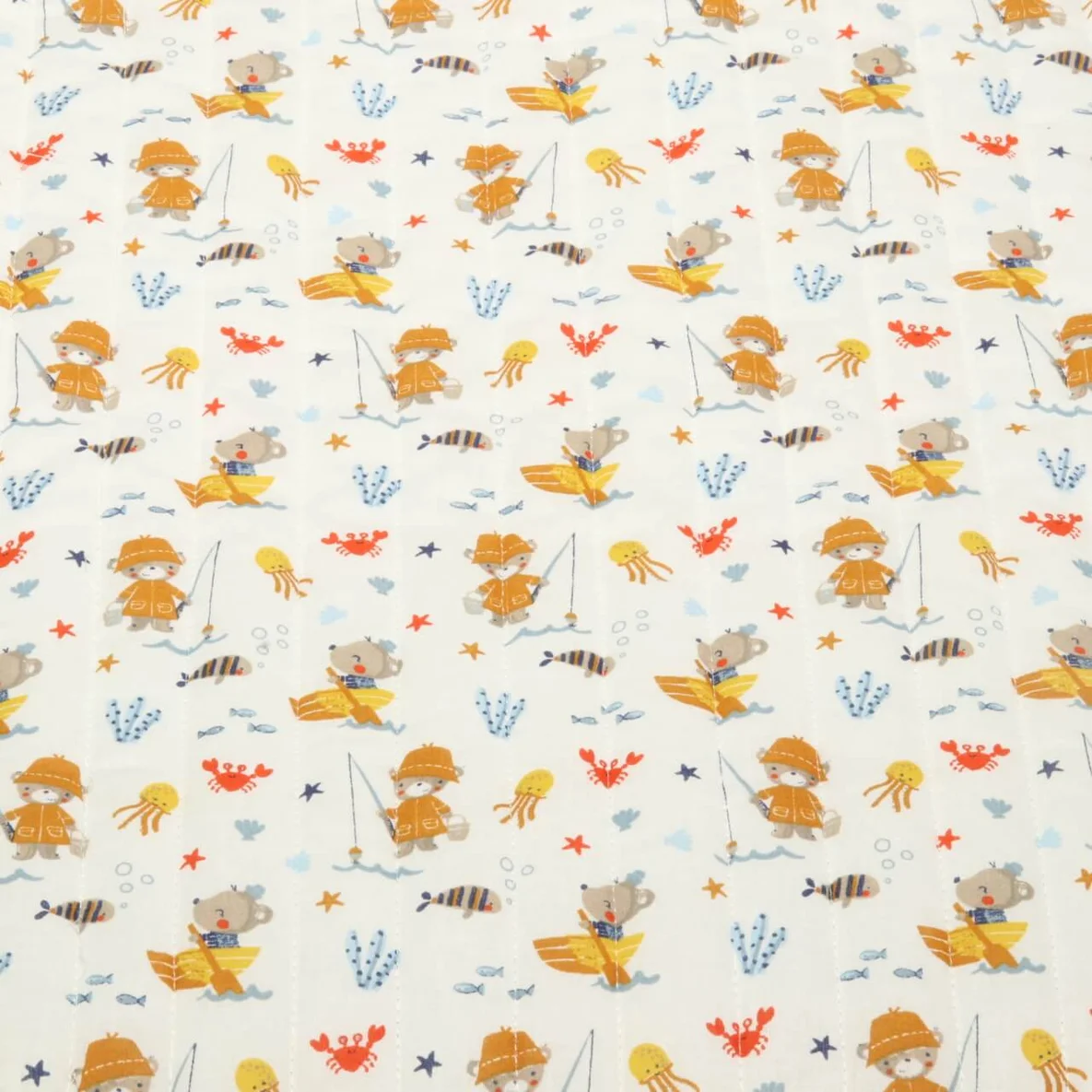 Babystepp Doubleface Kleiner Anglerbär Weiß