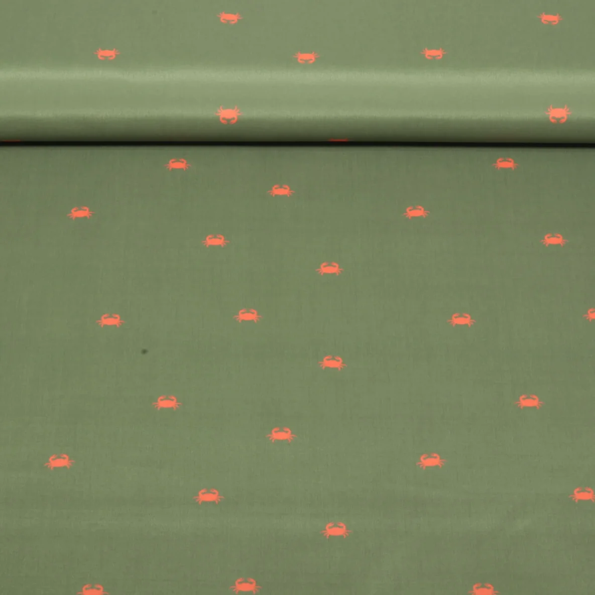 Badeshorts-Stoff Krabben Olivgrün 