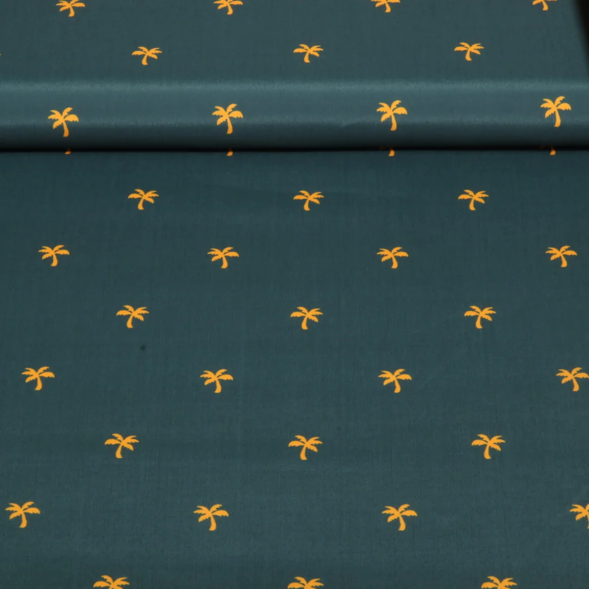 Badeshorts-Stoff Palmen Petrolgrün 