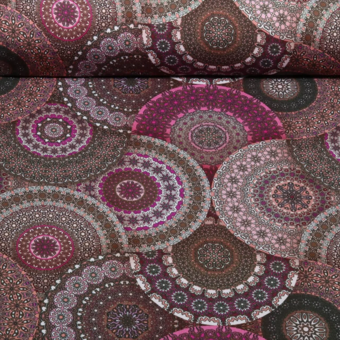 Bambus Viskosejersey Digitaldruck Mandala Fuchsia