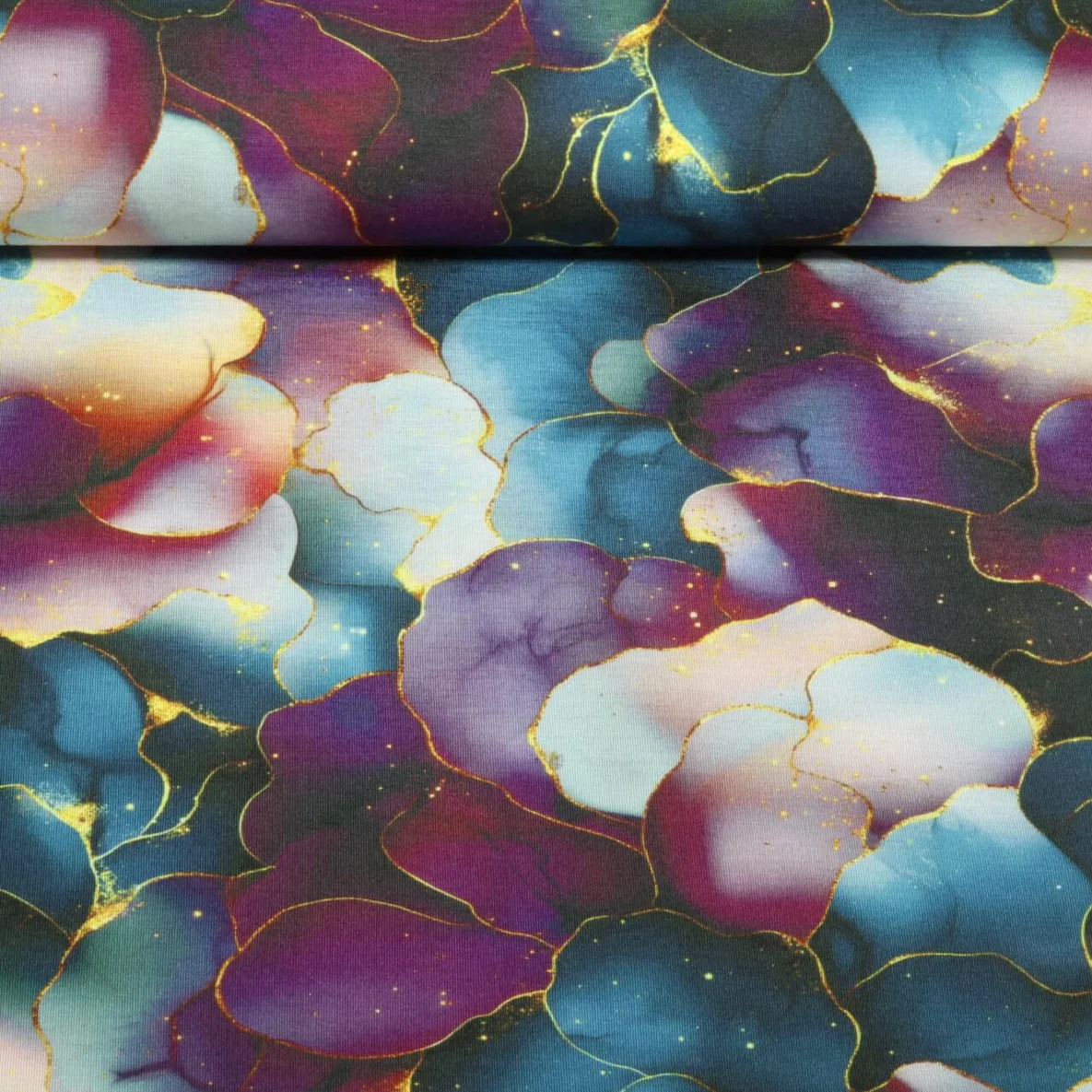 Bambusjersey Fantasy Multicolor Aubergine