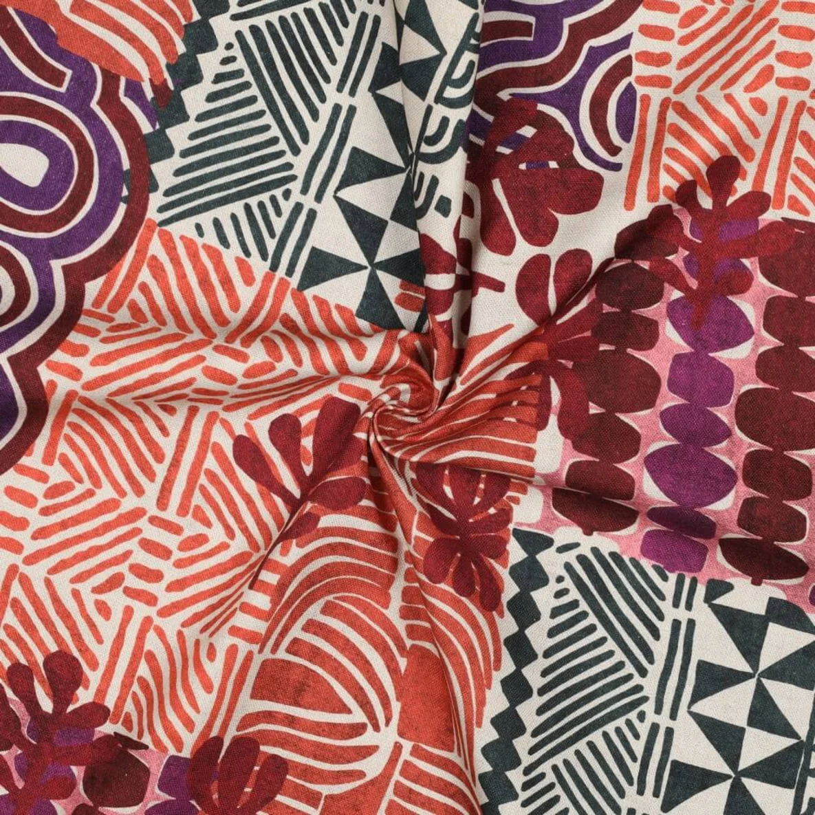 Baumwoll Canvas Abstrakte Muster Rot