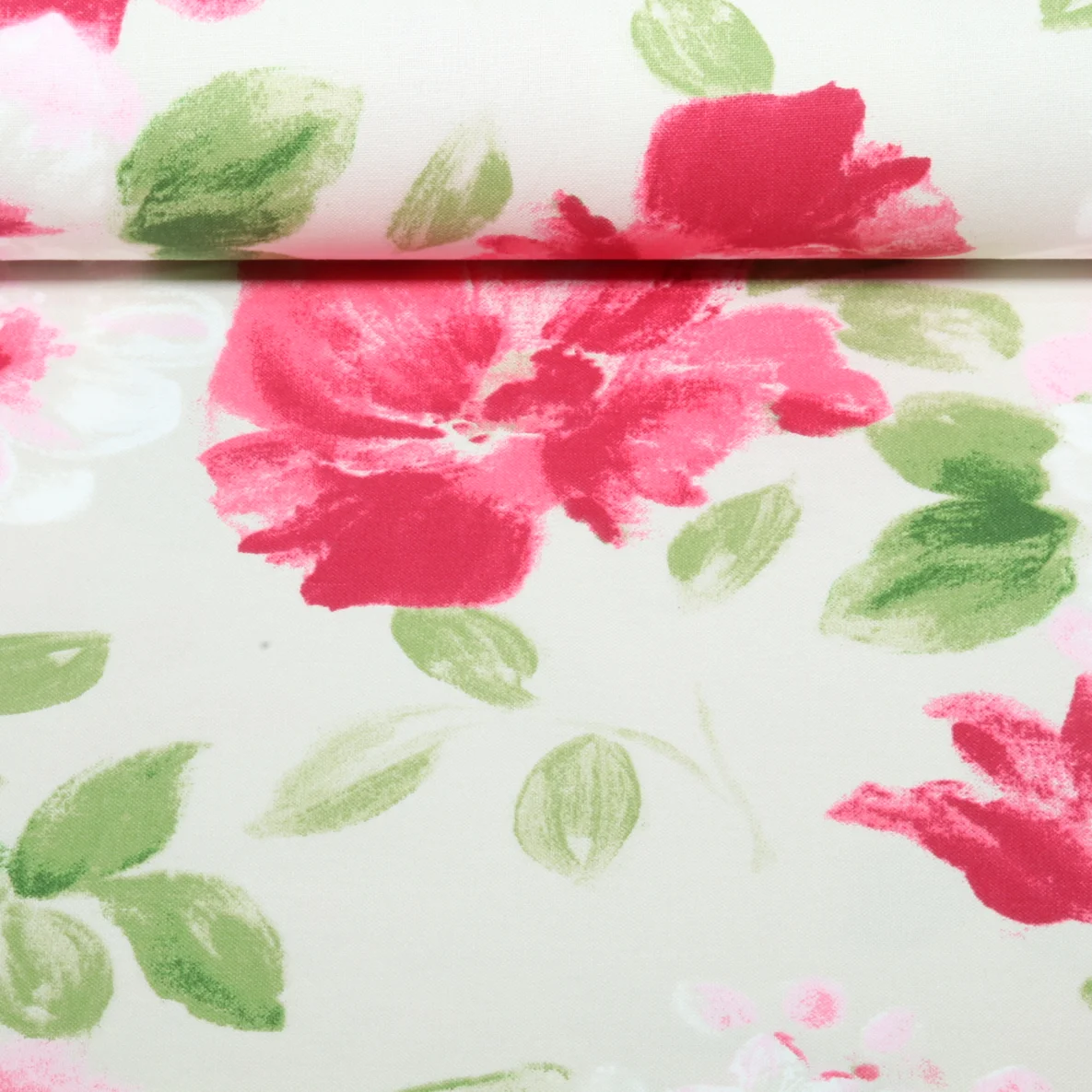 Baumwoll-Canvas Blumen Aquarell Beige