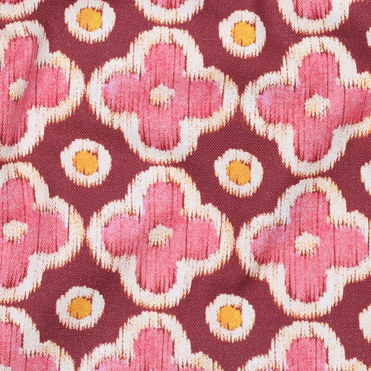 Baumwoll-Canvas Digitaldruck Blüten Punkte Bordeaux