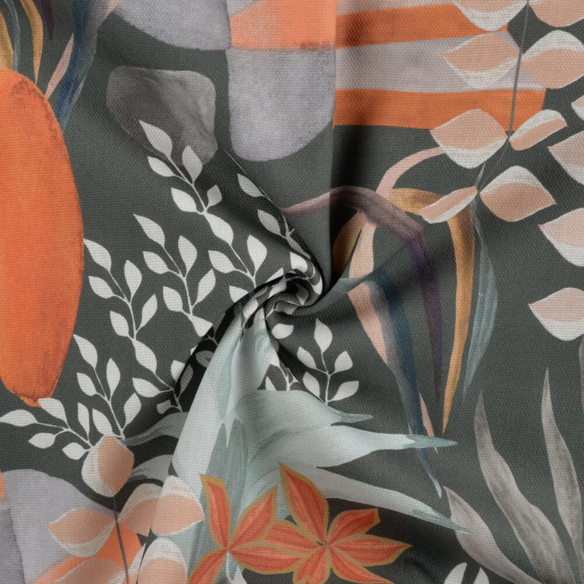 Baumwoll-Canvas Digitaldruck Blumenmix Grün