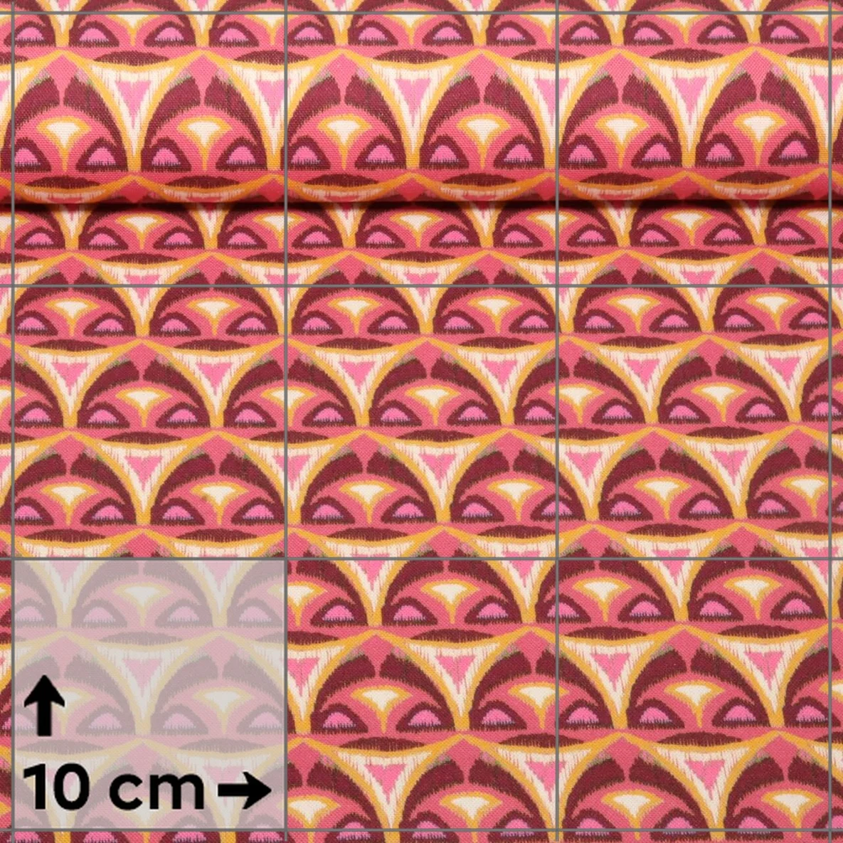 Baumwoll-Canvas Digitaldruck Dreiecke Abstrakt Bordeaux