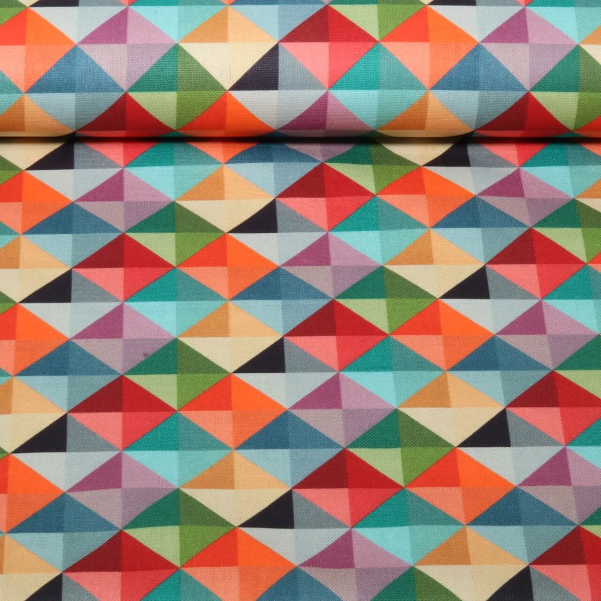Baumwoll-Canvas Digitaldruck Dreiecke Multicolor