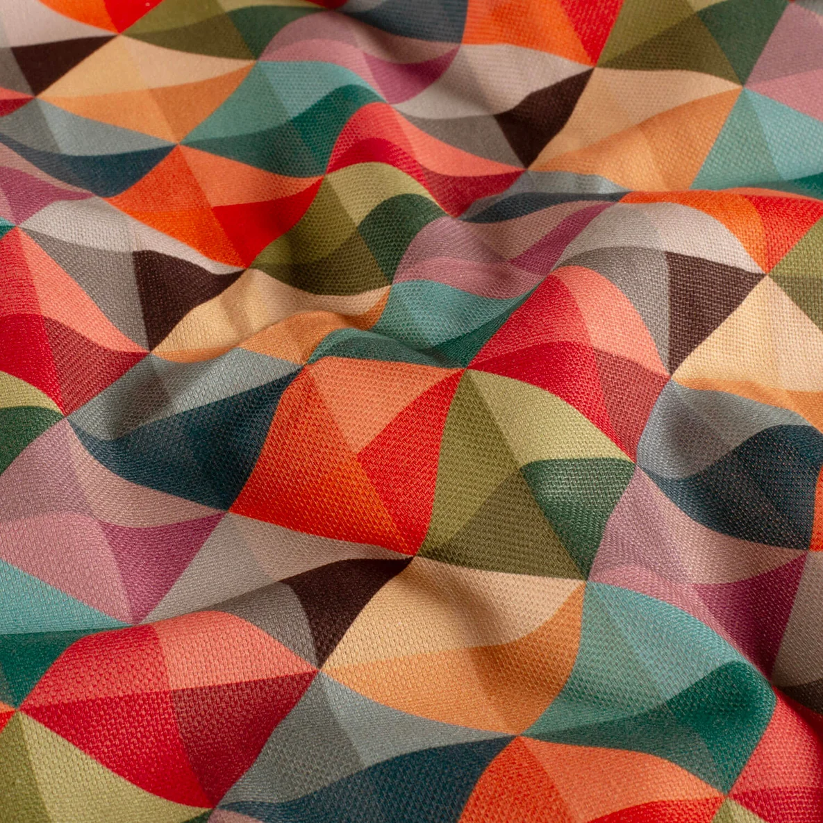 Baumwoll-Canvas Digitaldruck Dreiecke Multicolor