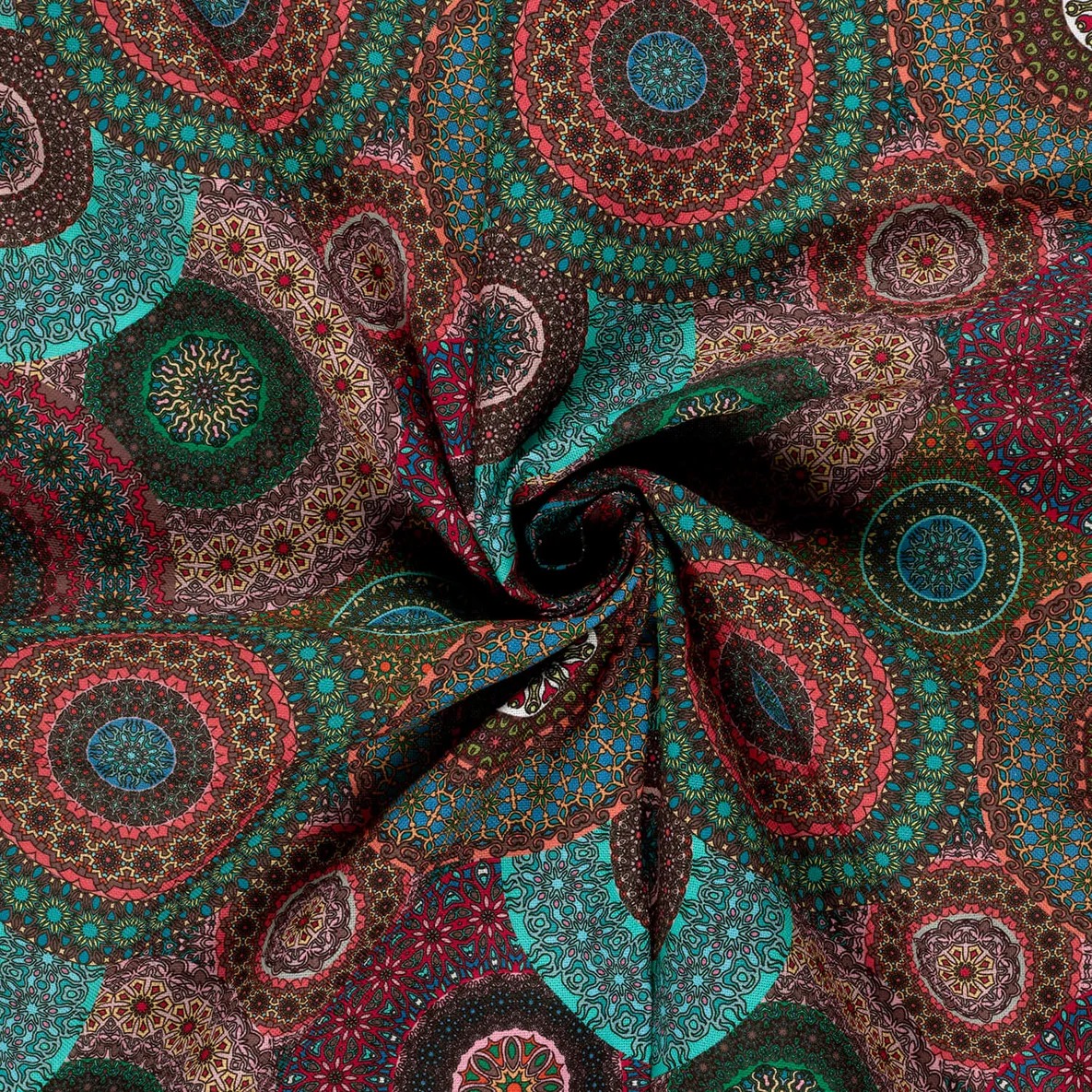 Baumwoll-Canvas Digitaldruck Mandalas Multicolor