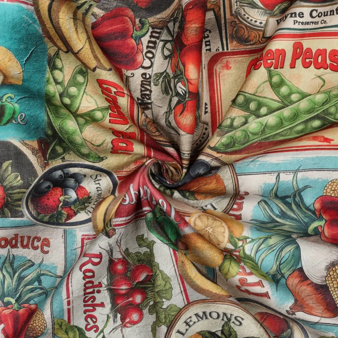 Baumwoll-Canvas Digitaldruck Obst Und Gemüse Multicolor