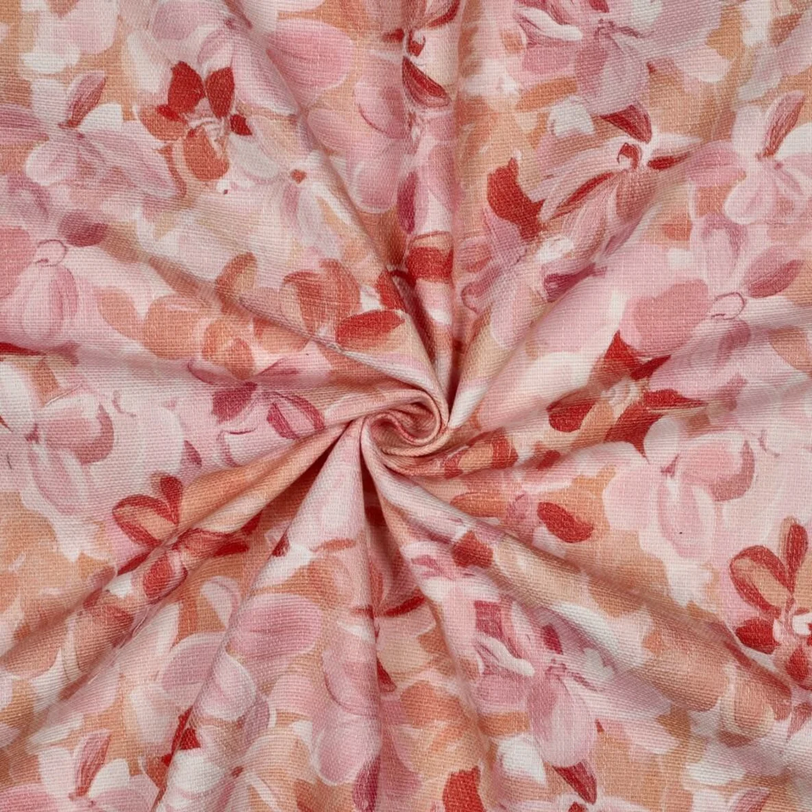 Baumwoll-Canvas Digitaldruck Slub Blüten Pfirsich