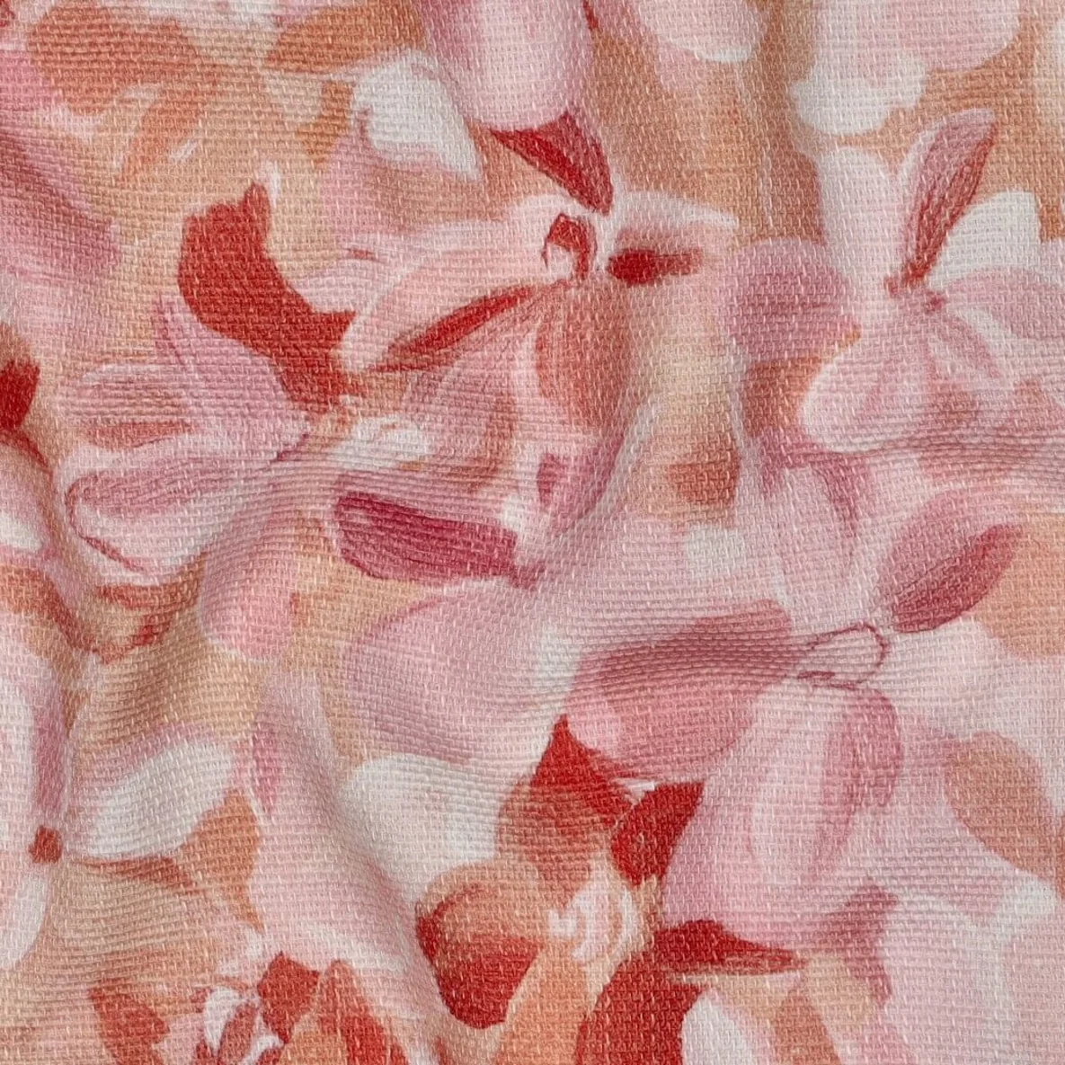 Baumwoll-Canvas Digitaldruck Slub Blüten Pfirsich