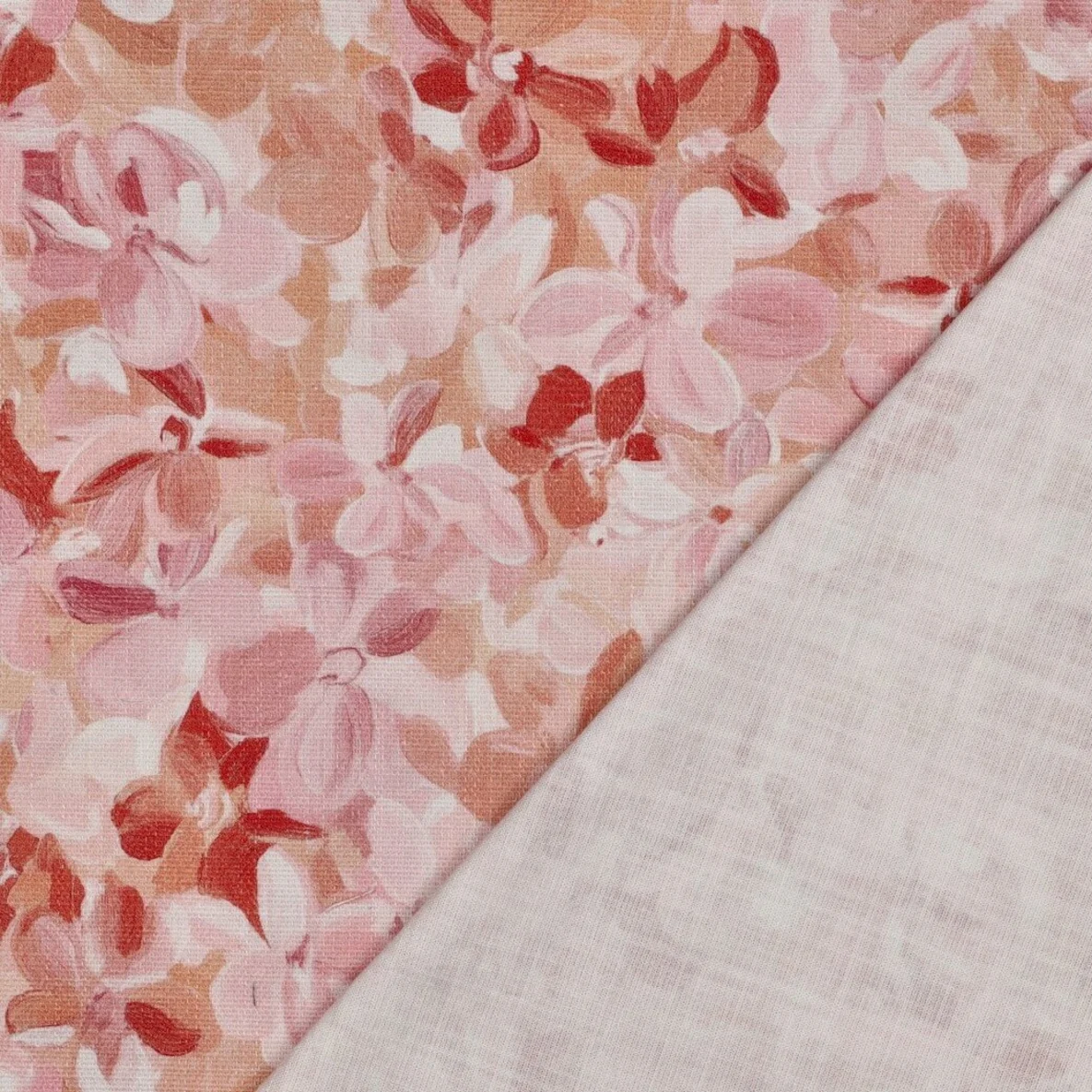 Baumwoll-Canvas Digitaldruck Slub Blüten Pfirsich