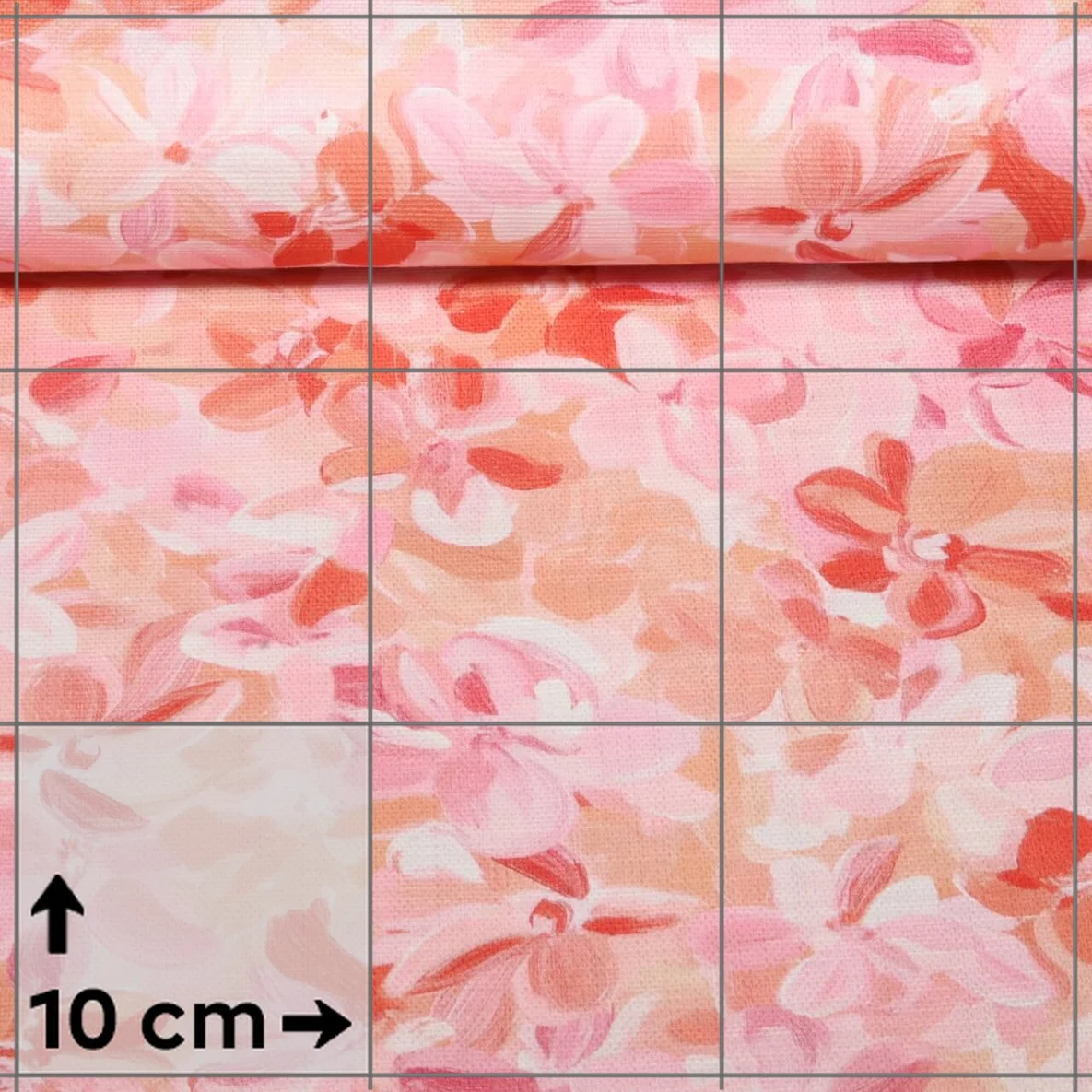 Baumwoll-Canvas Digitaldruck Slub Blüten Pfirsich