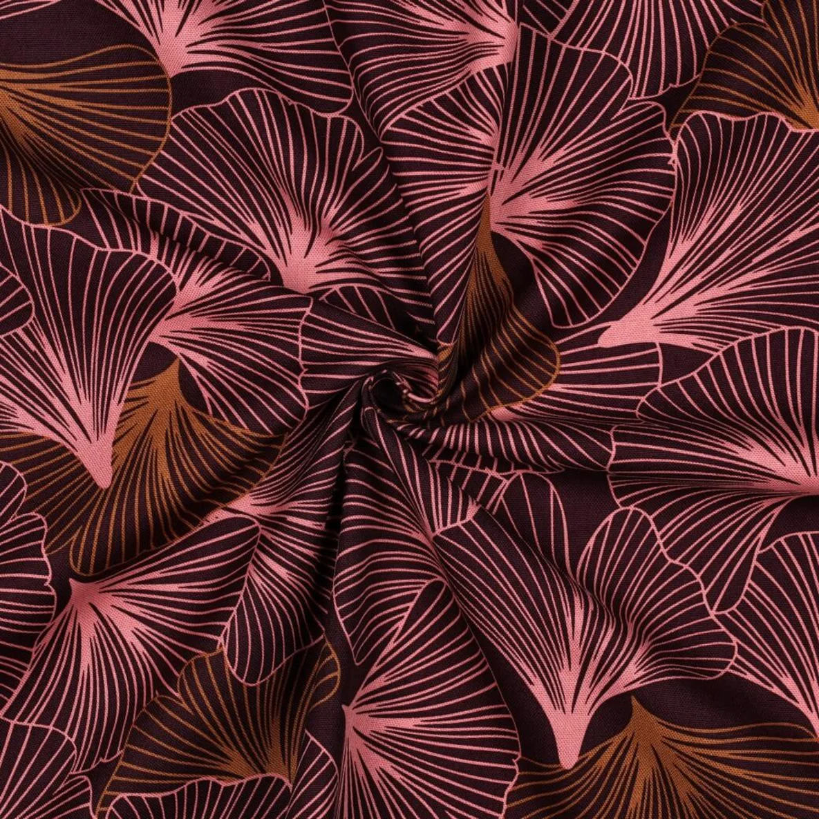 Baumwoll-Canvas Ginkgo Bordeaux