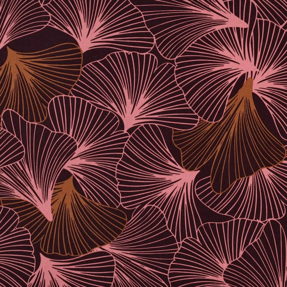 Baumwoll-Canvas Ginkgo Bordeaux