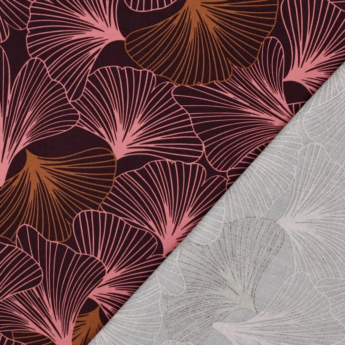 Baumwoll-Canvas Ginkgo Bordeaux