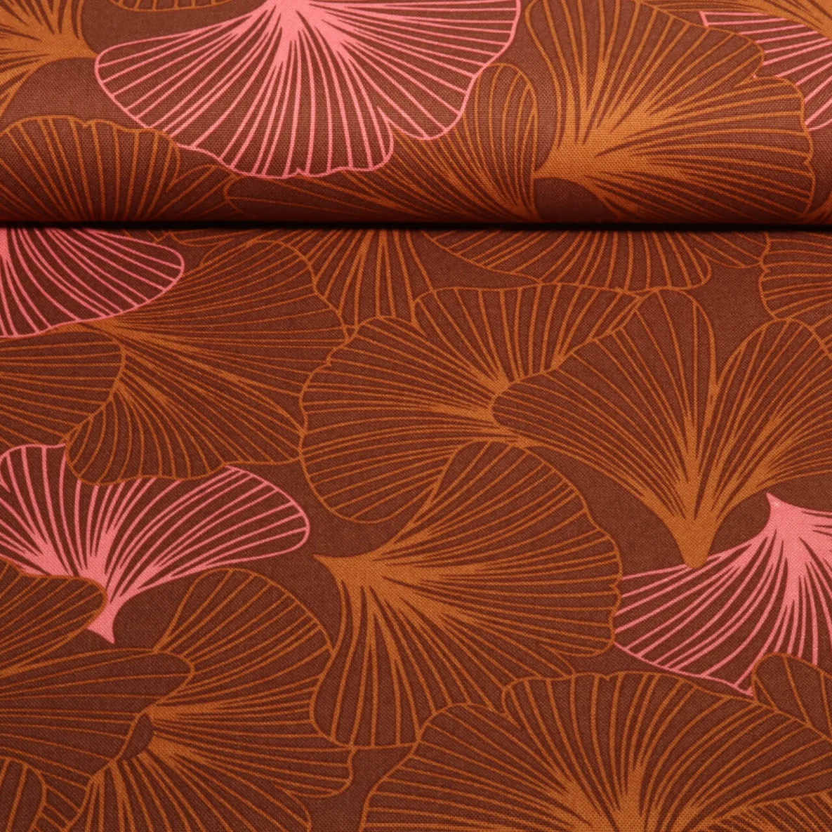 Baumwoll-Canvas Ginkgo Braun
