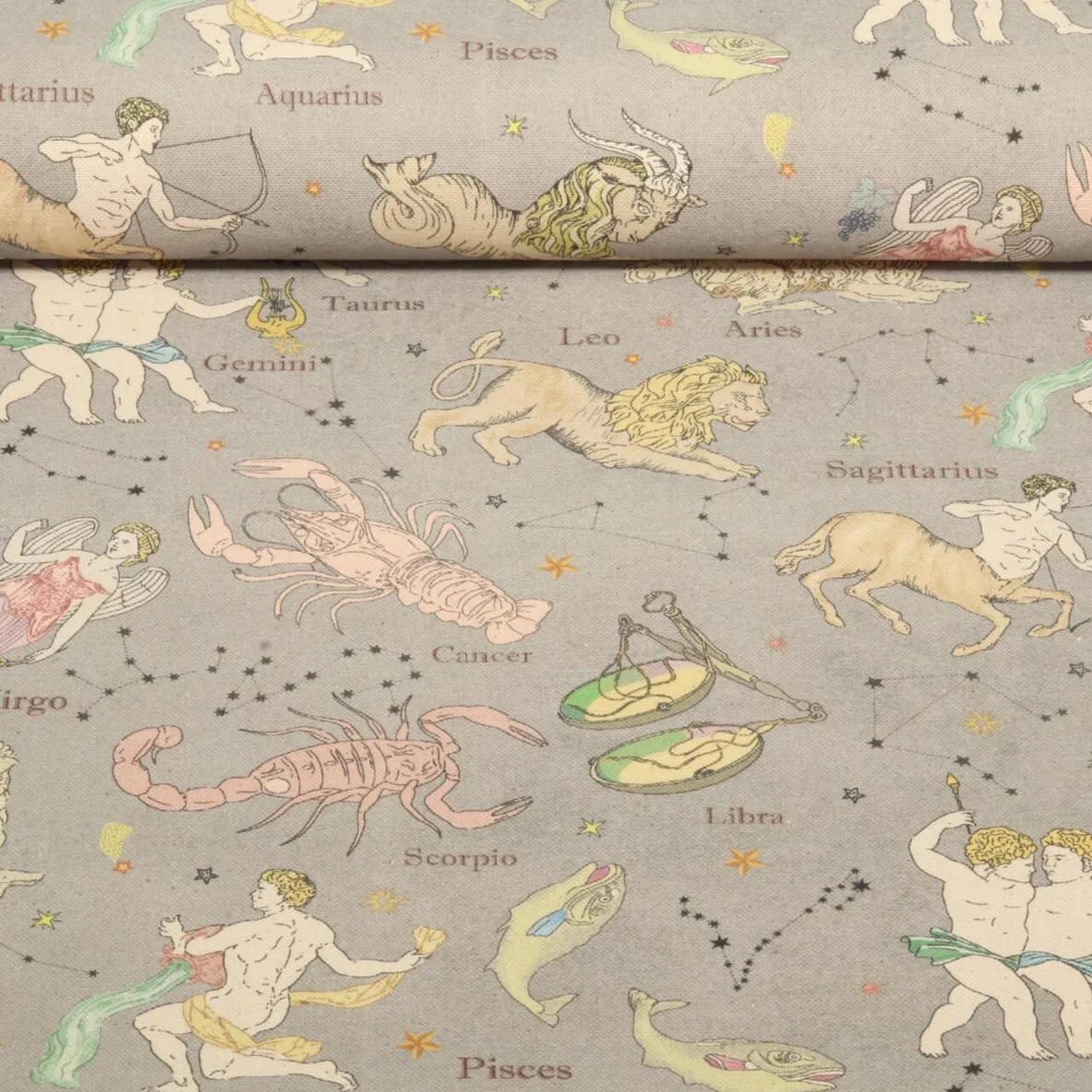 Baumwoll-Canvas Hugo & Hilda Sternzeichen Grau