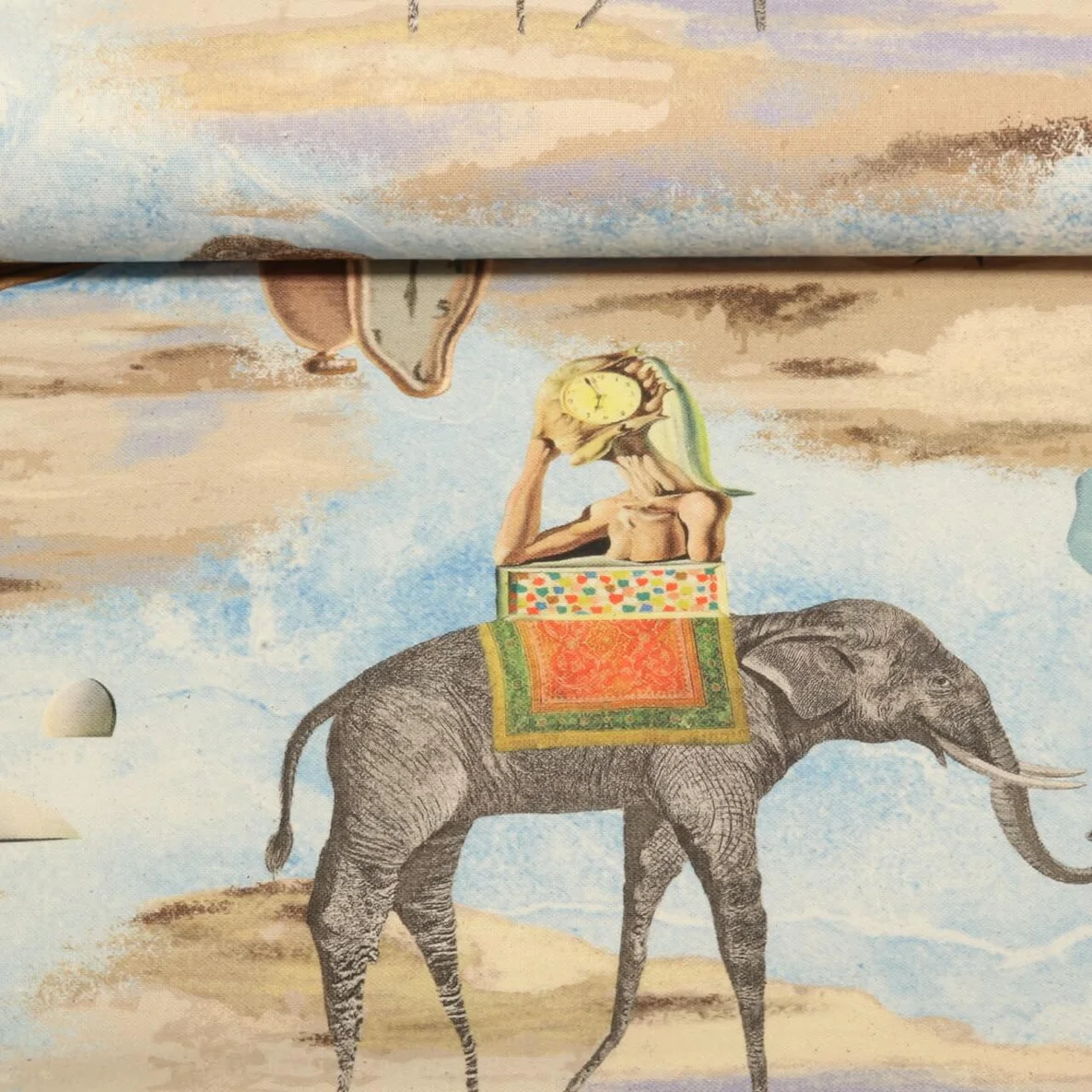 Baumwoll-Canvas Hugo & Hilda Tiere Surreal Blau