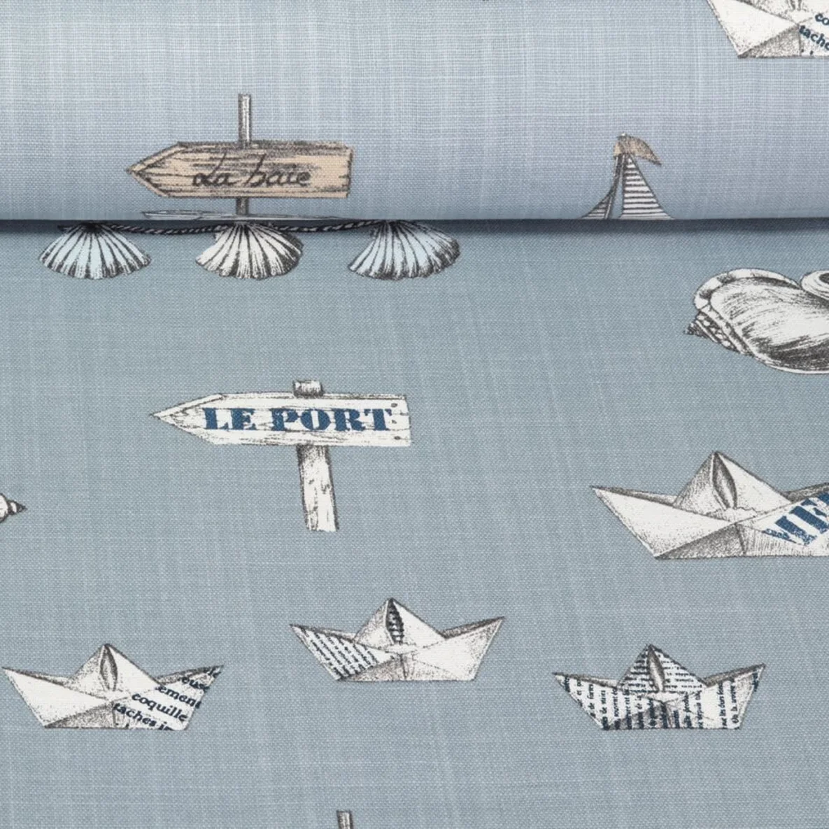 Baumwoll Canvas Maritim Hafen Blau