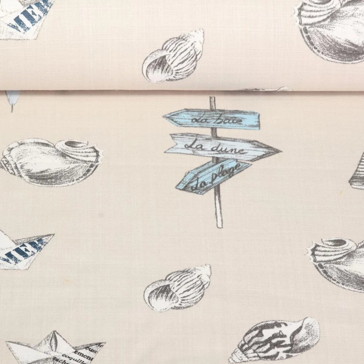 Baumwoll Canvas Maritim Hafen Grau