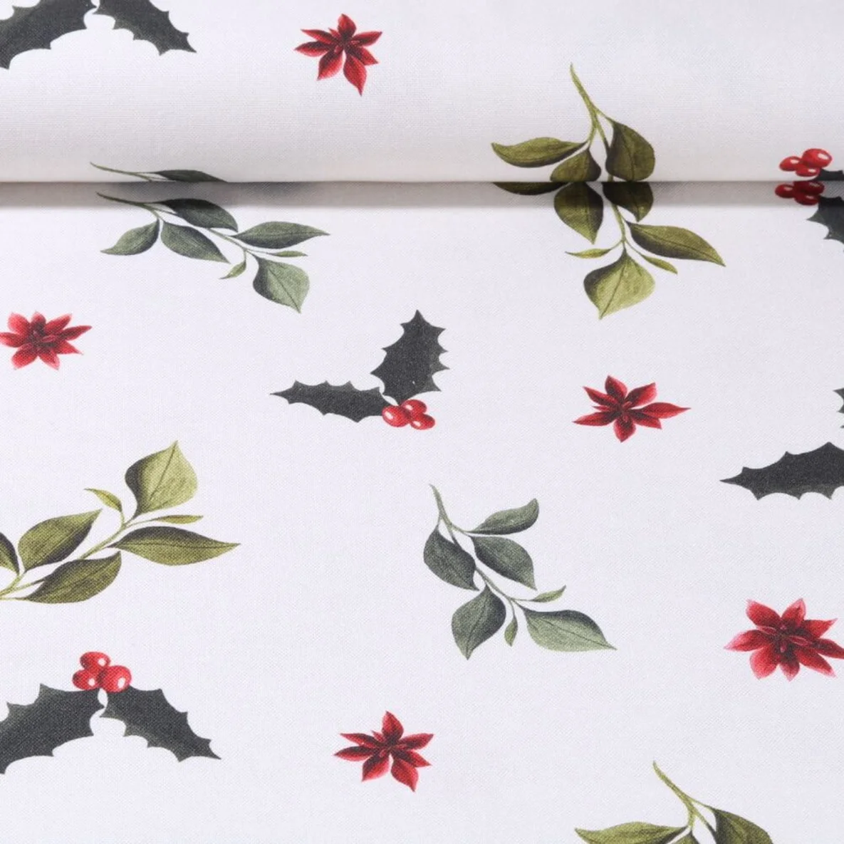 Baumwoll-Canvas Misteln Weiß Multicolor