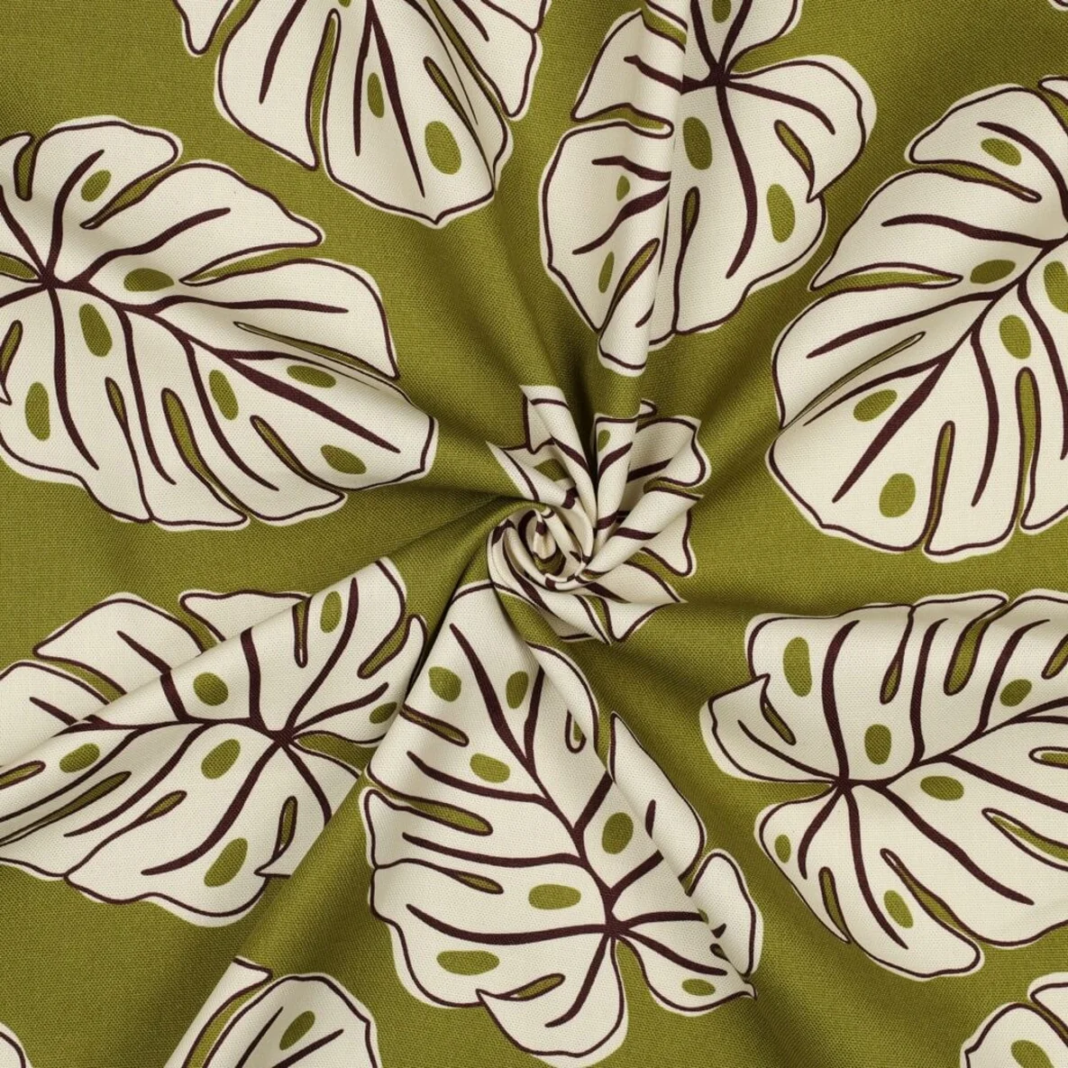 Baumwoll Canvas Monstera Blätter Grün