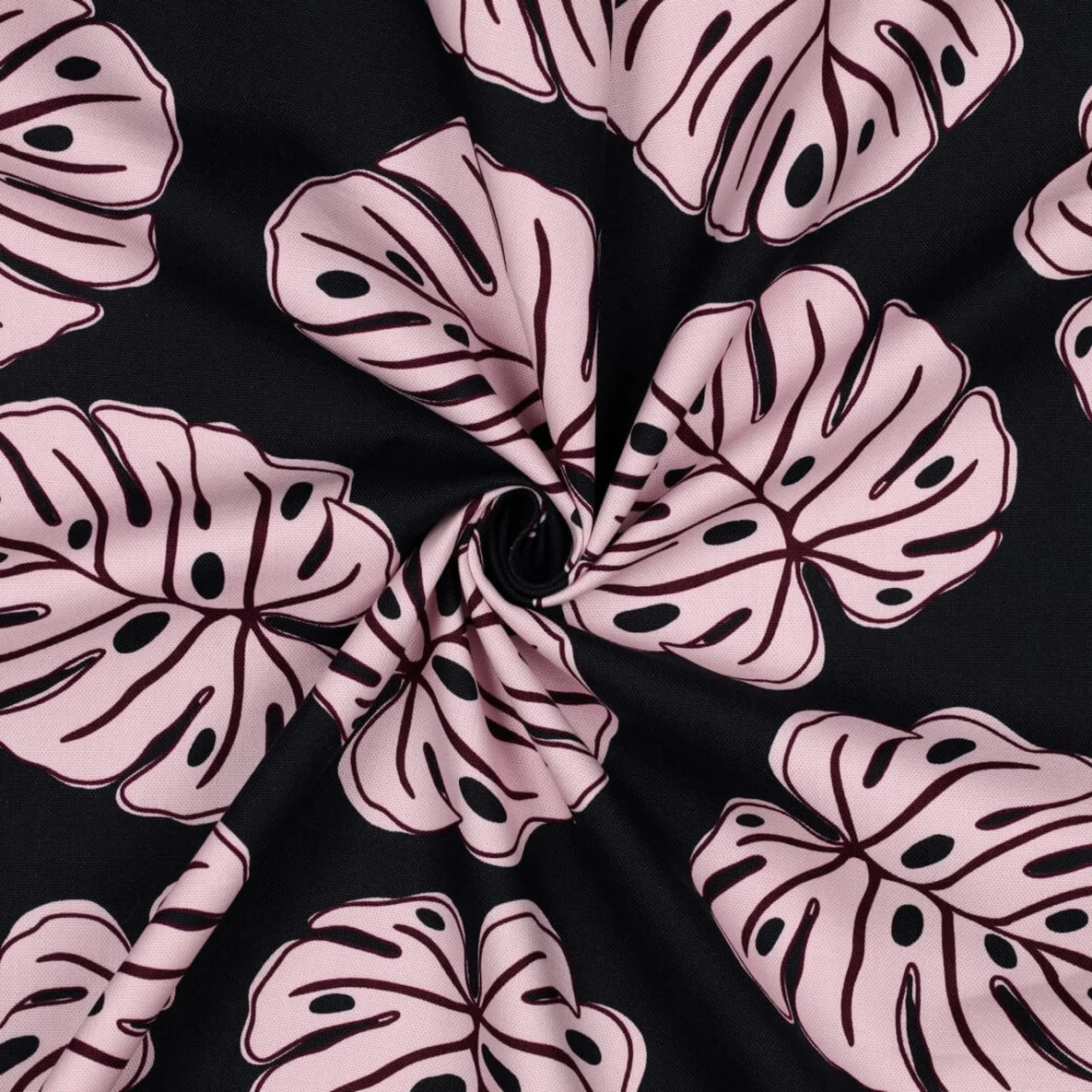 Baumwoll Canvas Monstera Blätter Navy