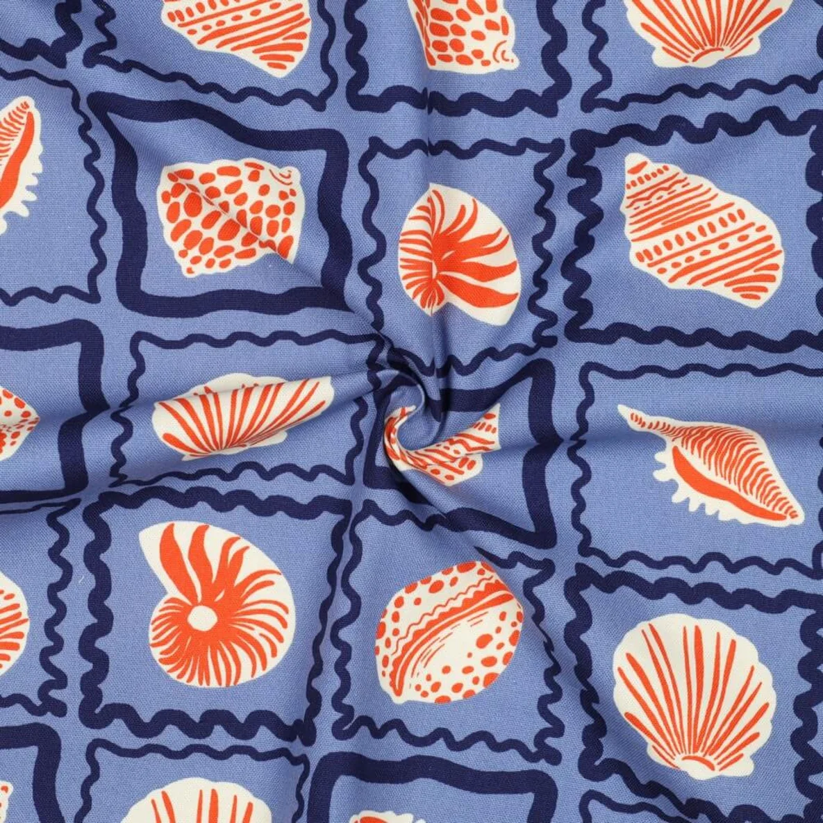 Baumwoll Canvas Muscheln Jeansblau