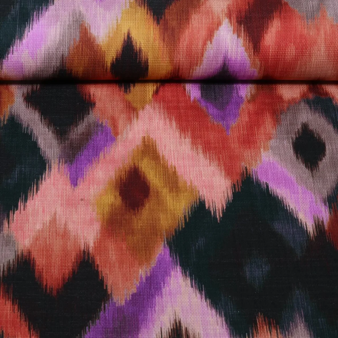 Baumwoll-Canvas Slub Digitaldruck Ikat Multicolor