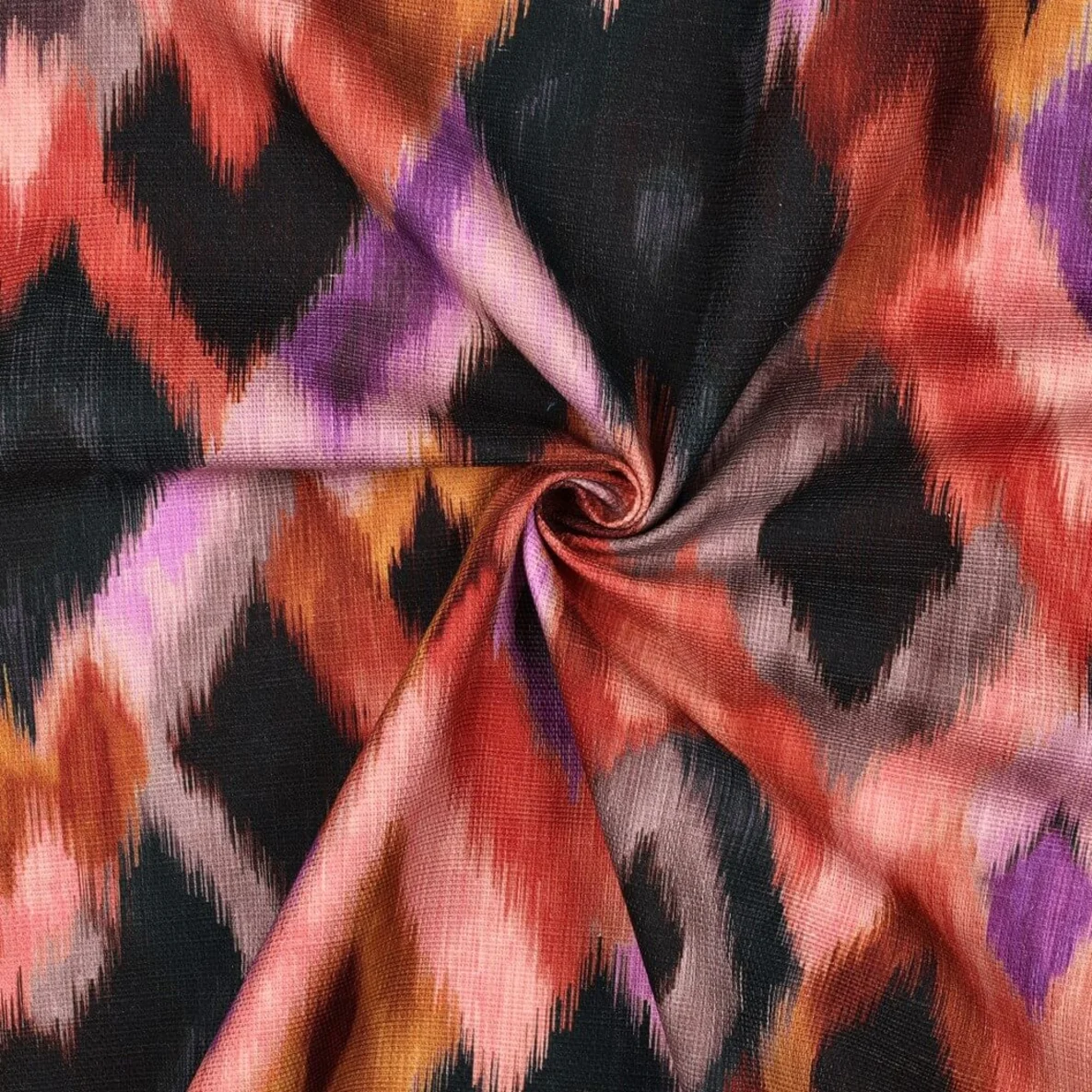 Baumwoll-Canvas Slub Digitaldruck Ikat Multicolor