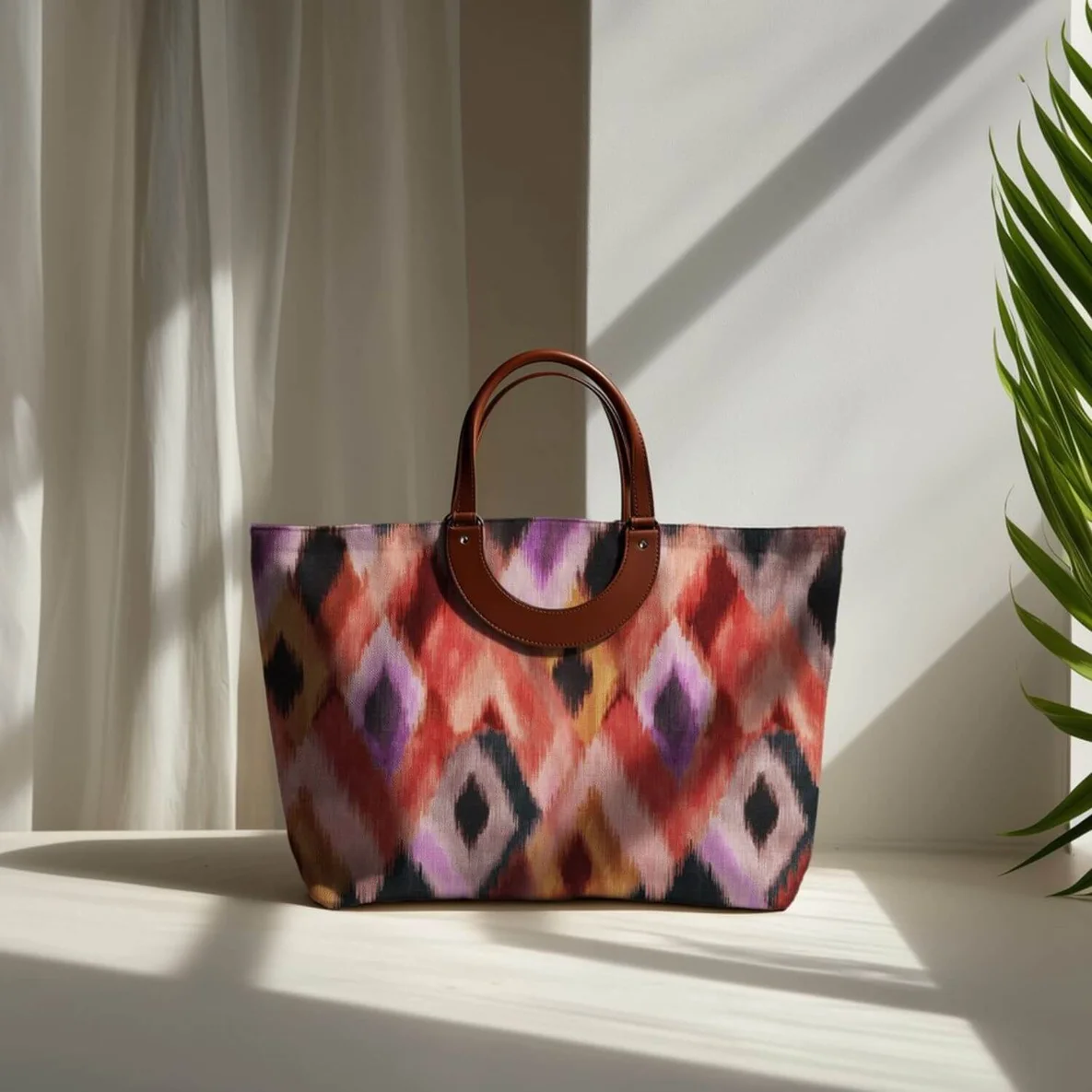 Baumwoll-Canvas Slub Digitaldruck Ikat Multicolor