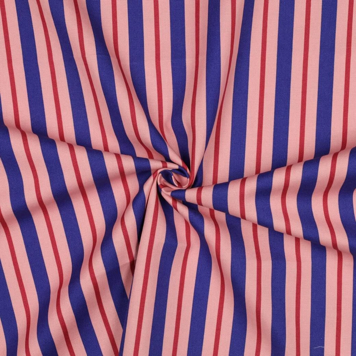 Baumwoll-Canvas Streifen Rosa Blau