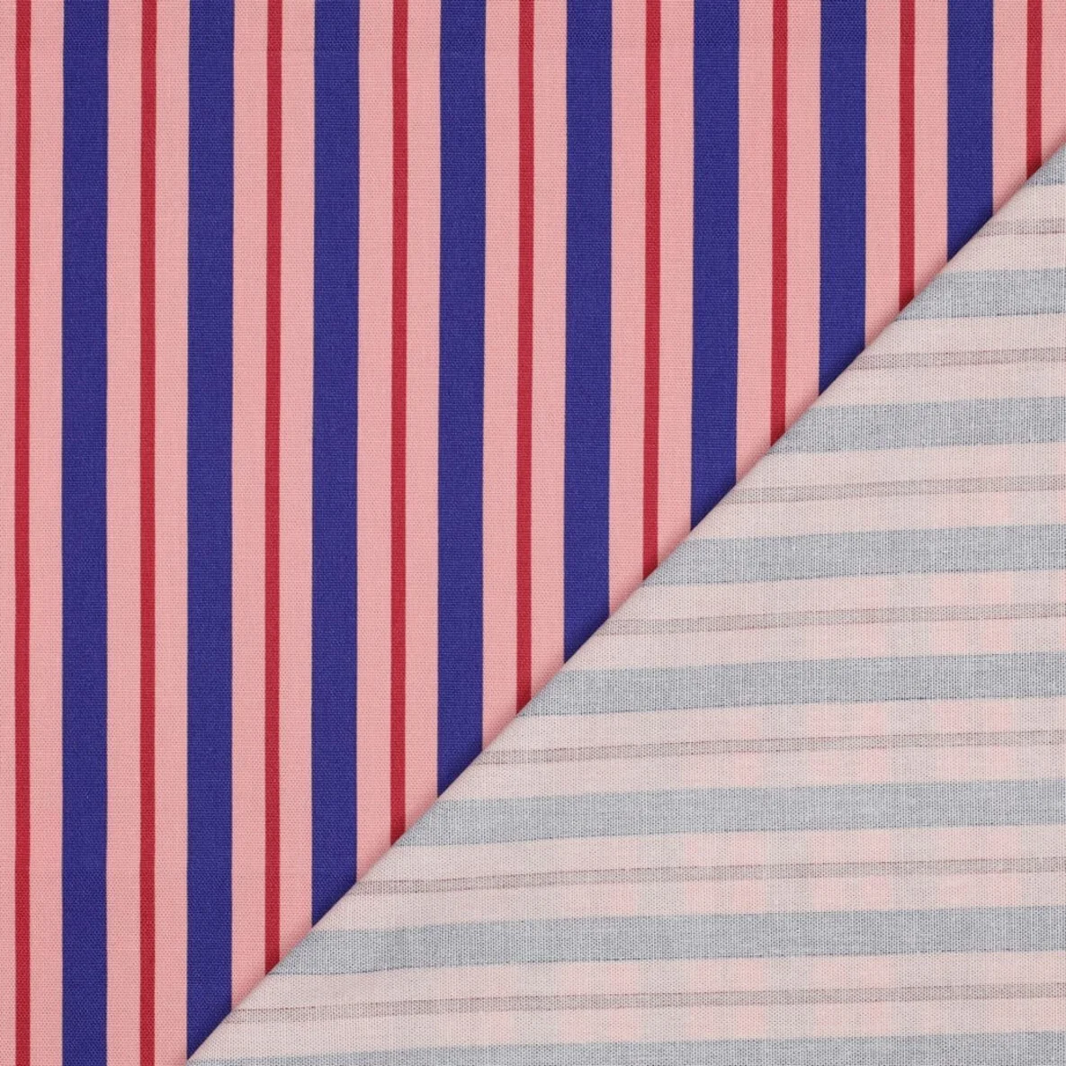 Baumwoll-Canvas Streifen Rosa Blau