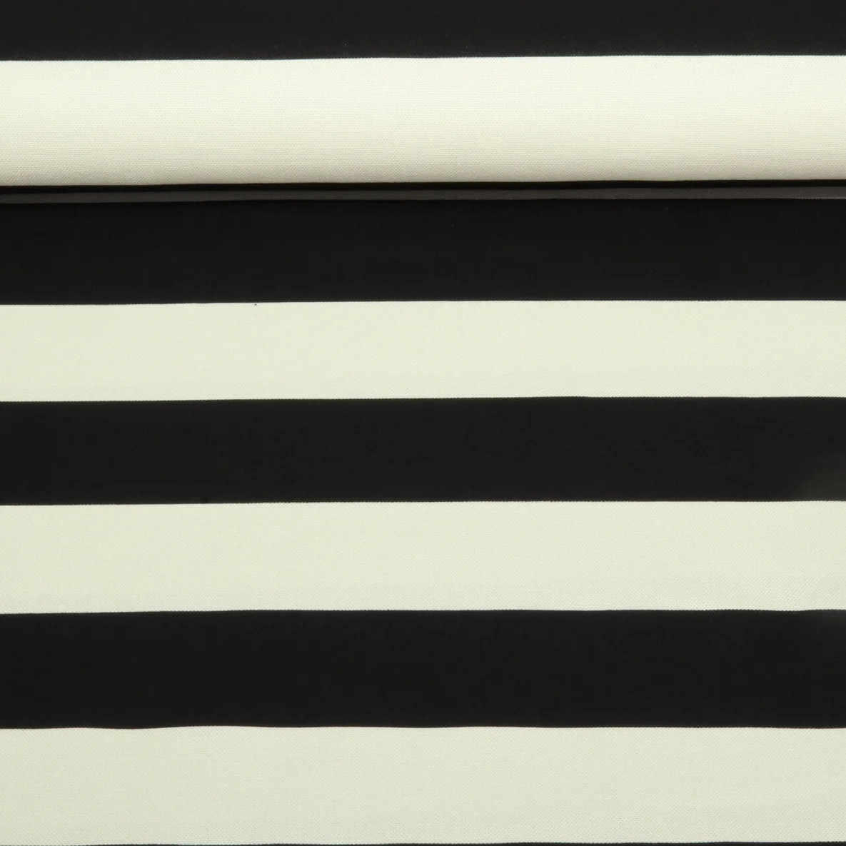 Baumwoll Canvas Streifen Schwarz Ecru