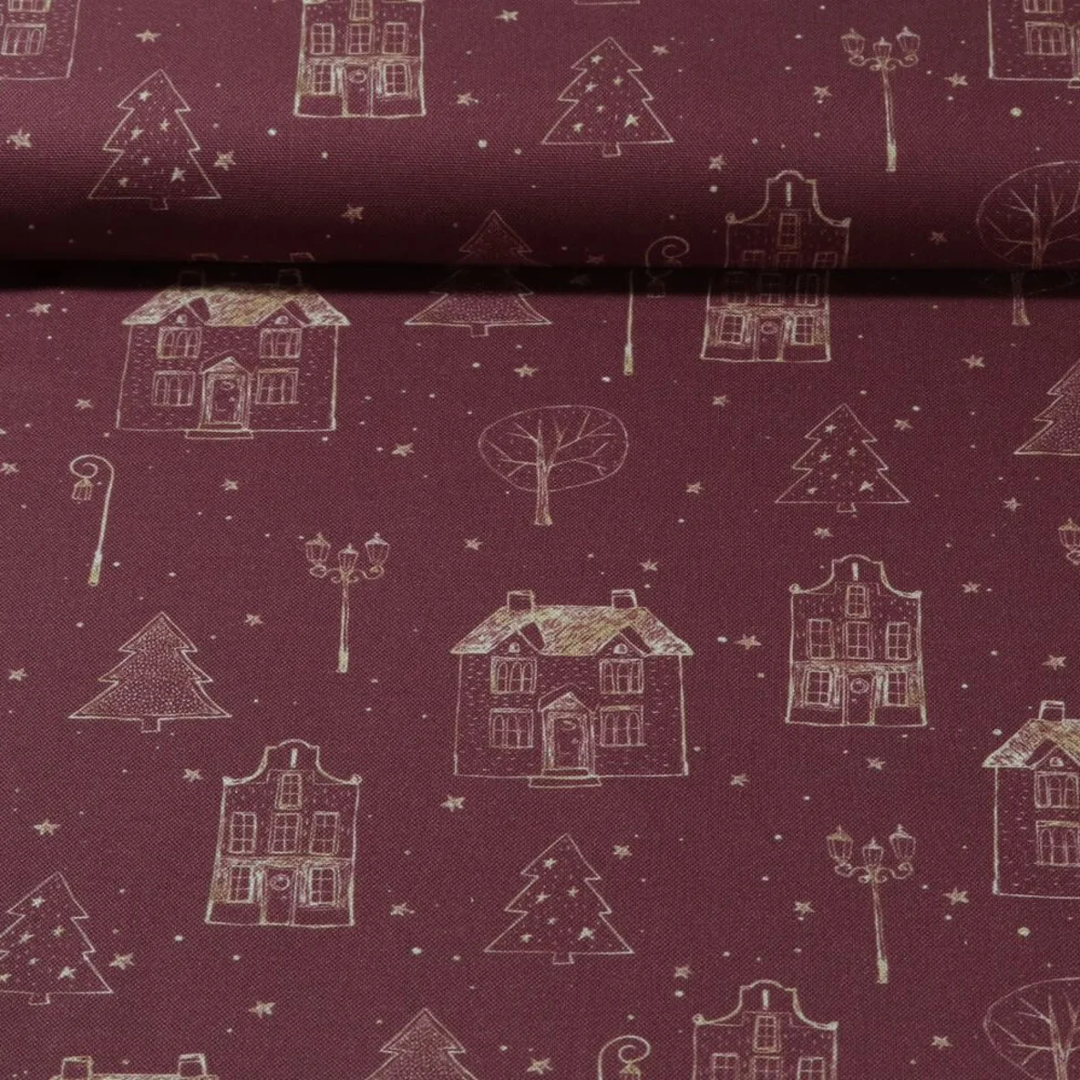 Baumwoll-Canvas Weihnachtsstadt Bordeaux