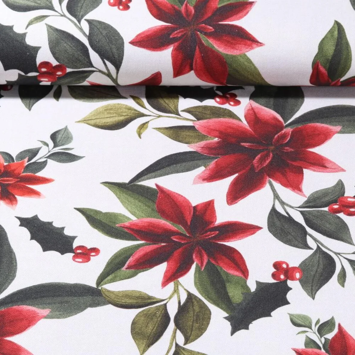 Baumwoll-Canvas Weihnachtssterne Weiß Multicolor